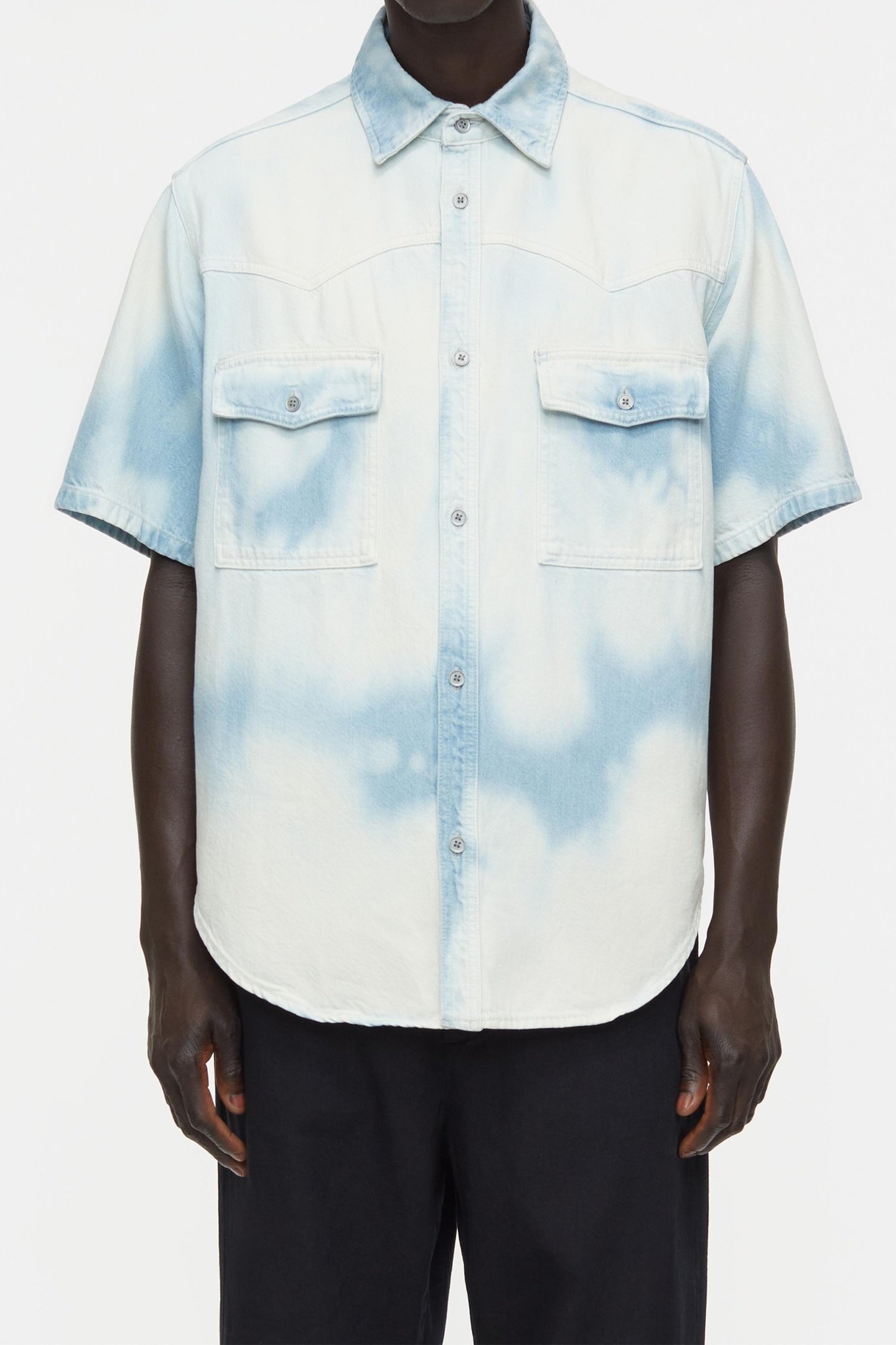 SHORT SLEEVE WESTERN SHIRT LIGHT BLUE 2