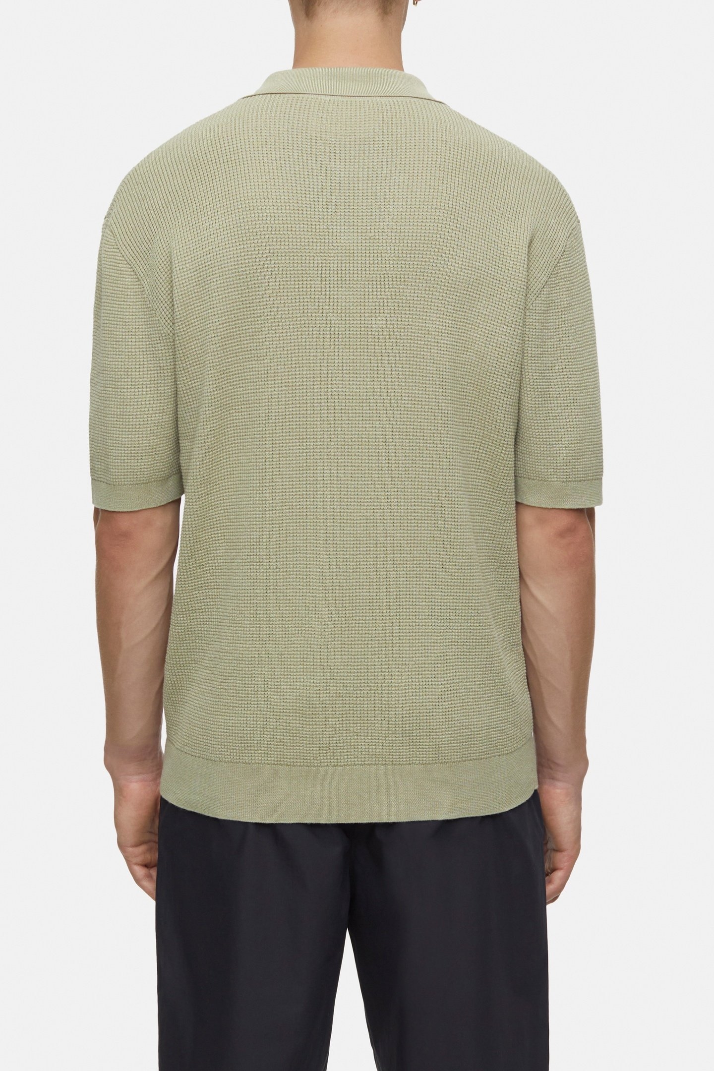 SHORT SLEEVE POLO KNITS SAGE TEA 3