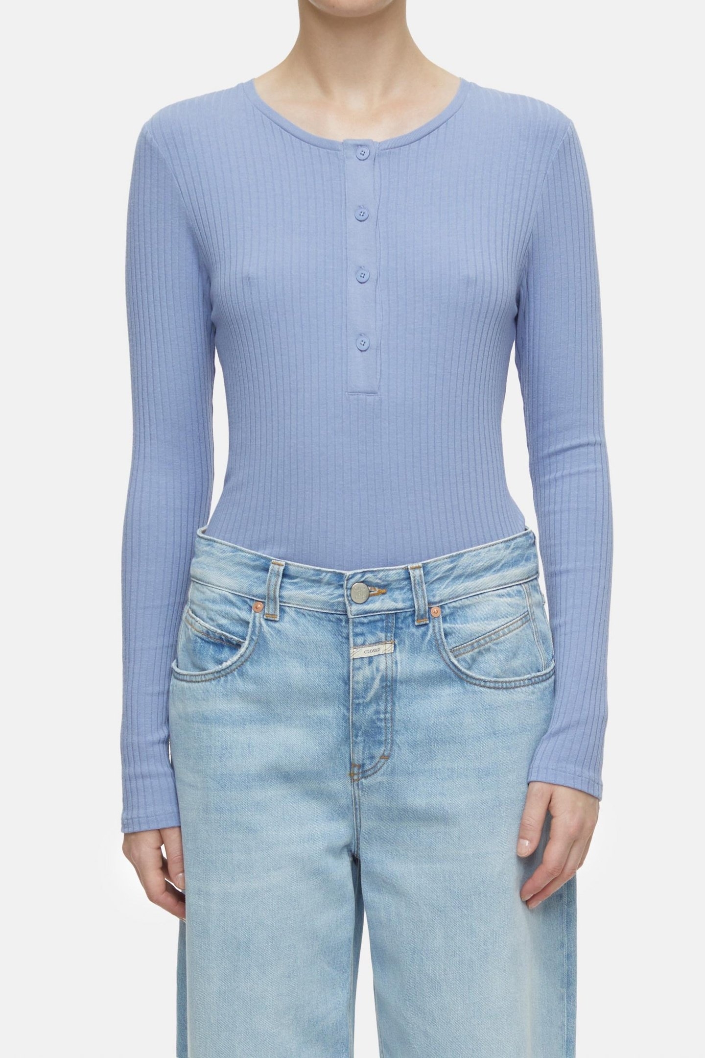 HALF PLACKET LONGSLEEVE T-SHIRTS BLUE HORIZON 2