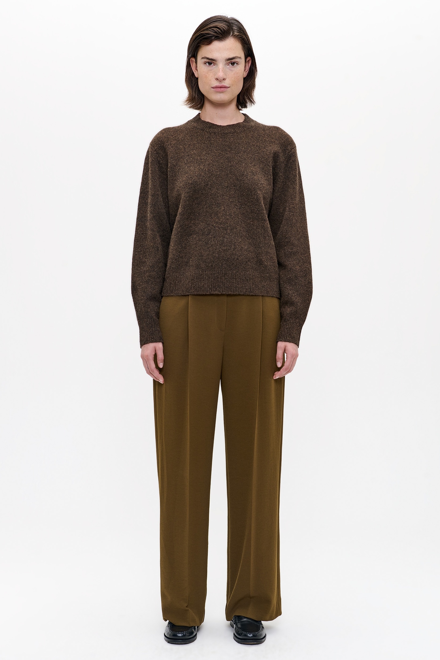WOOL CREW NECK PULLOVER BRONZE 3