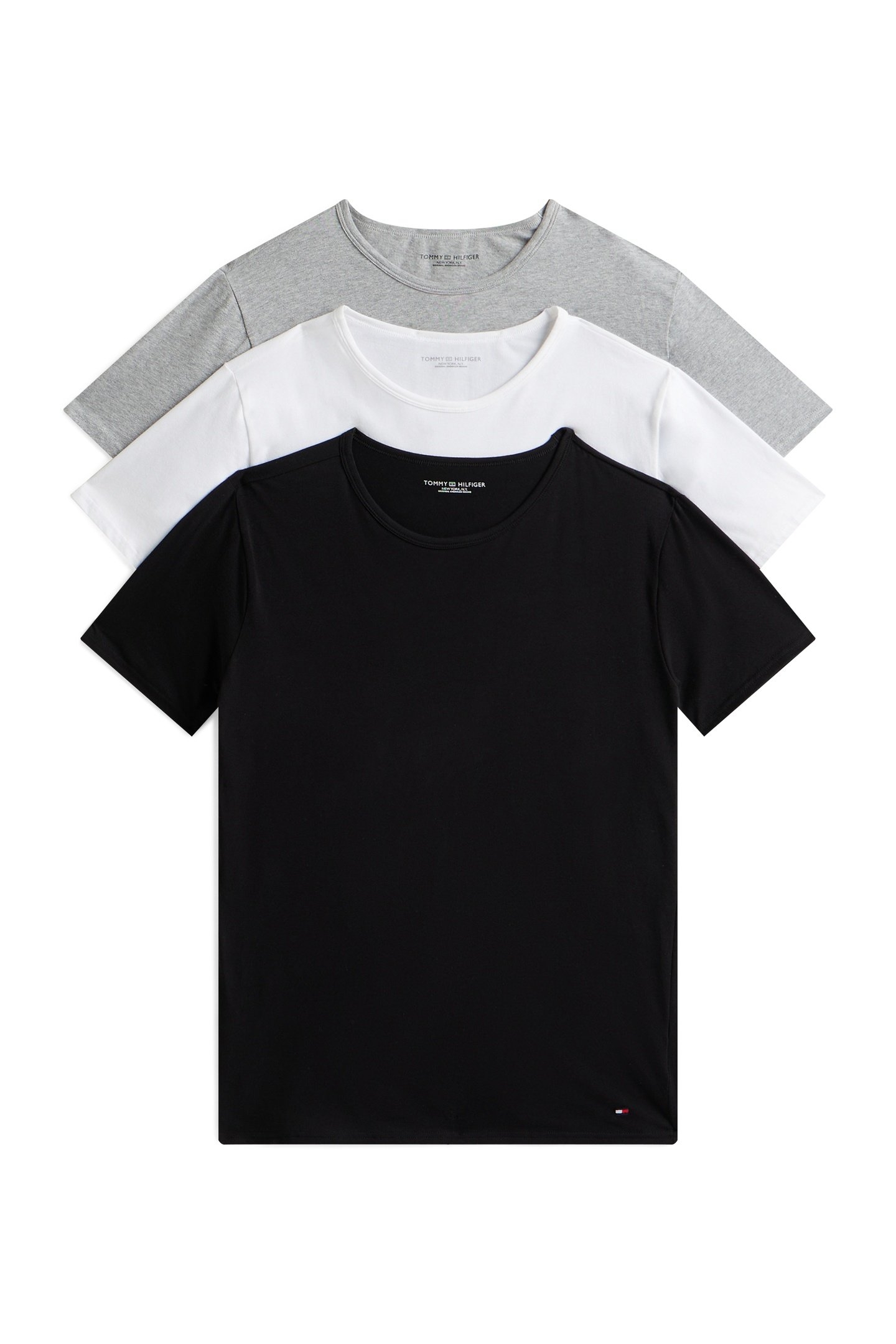 3-PACK PREMIUM ESSENTIAL STRETCH T-SHIRTS BLACK/WHITE/GREY H 1