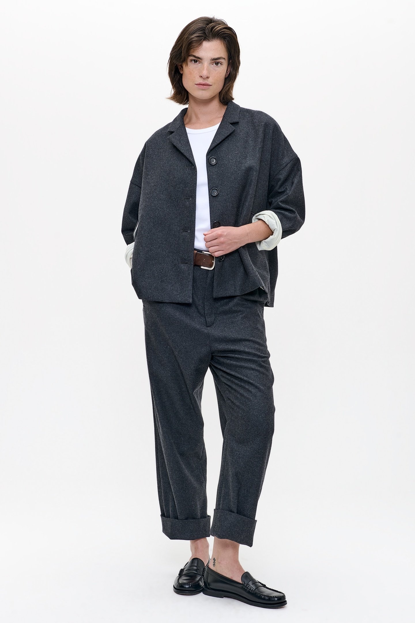 RECYCLED WOOL BOXY JACKET DEEP CHARCOAL 2