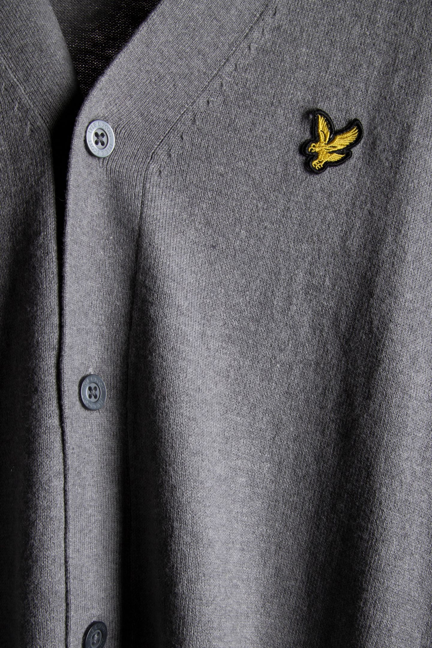 COTTON MERINO V NECK CARDIGAN MID GREY MARL 5