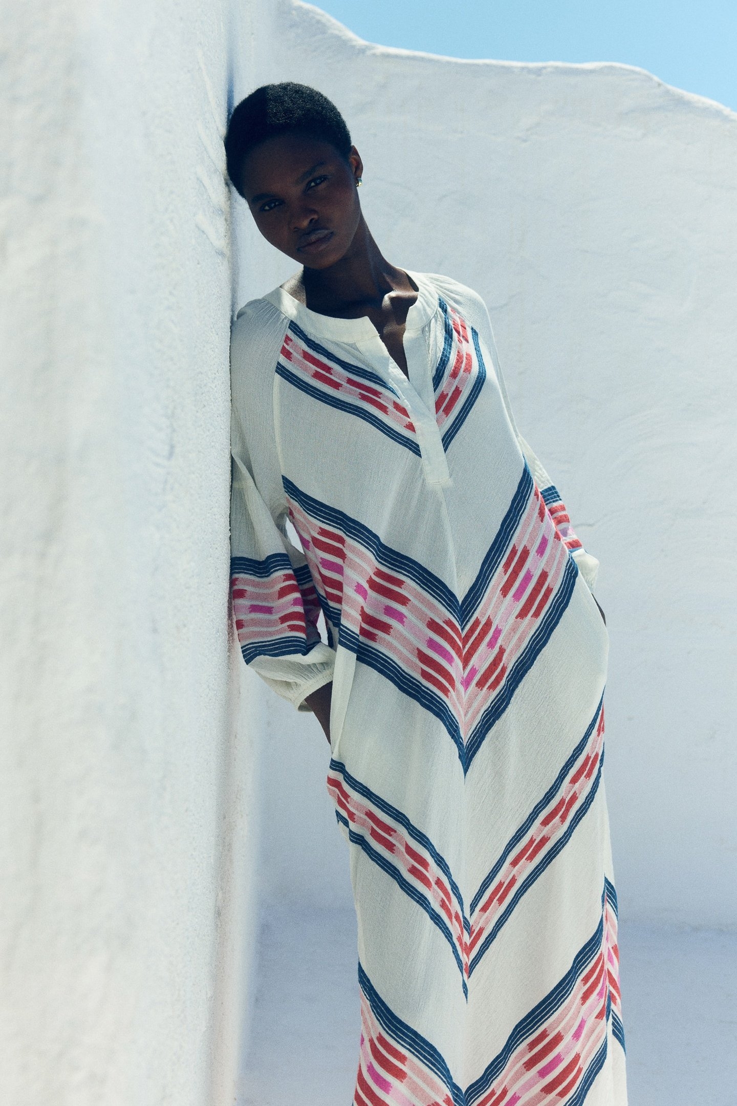 BELOVED LONG DRESS JACQUARD NAVY RED 7