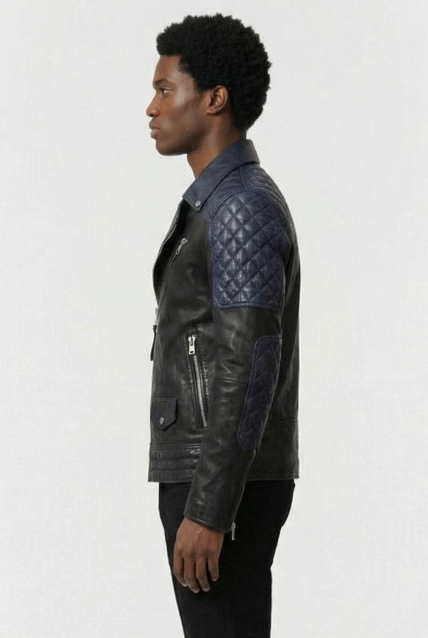 COLOUR BLOCK BIKER JACKET BLACK 3