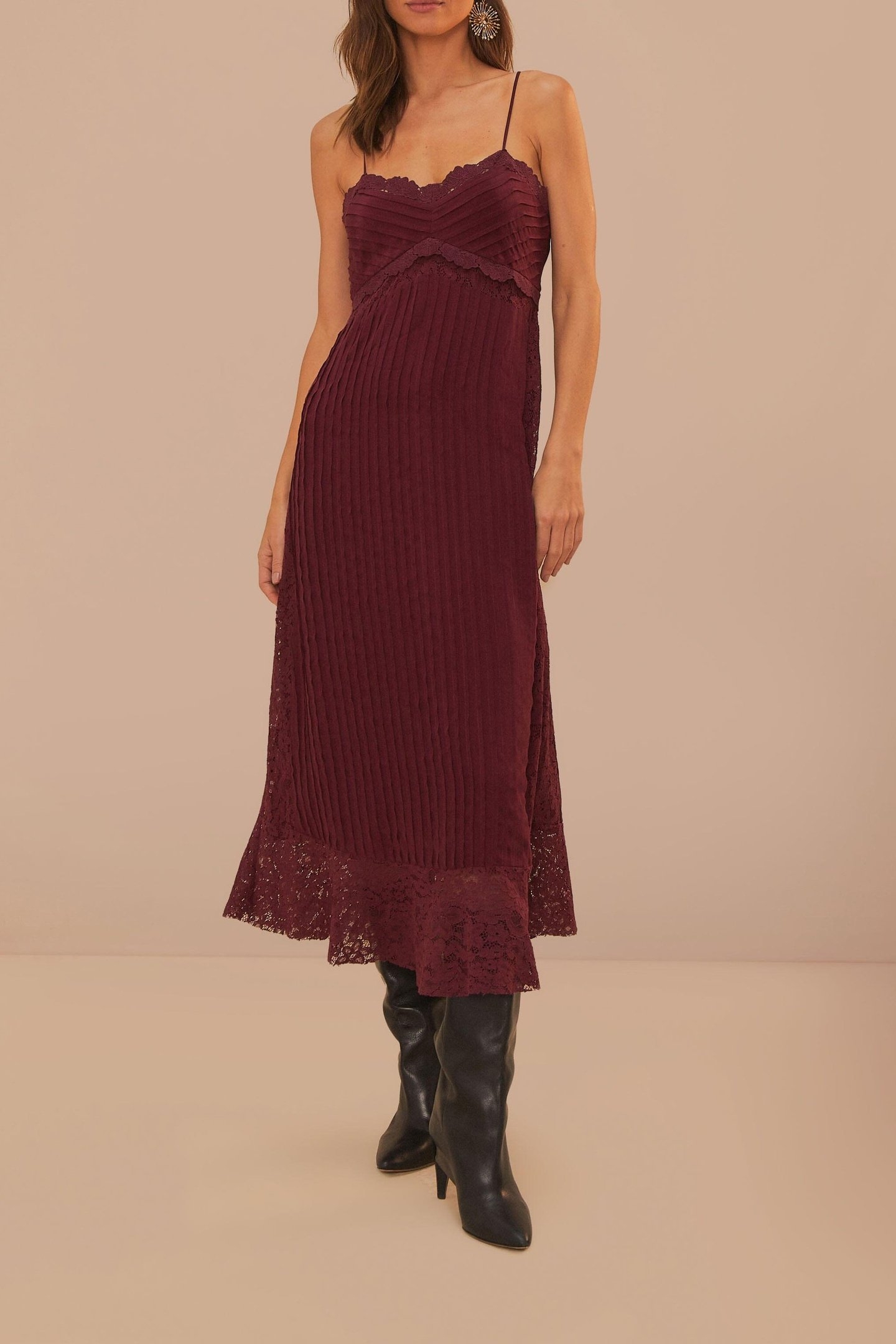 PURPLE LACE SLEEVELESS MIDI DRESS 2