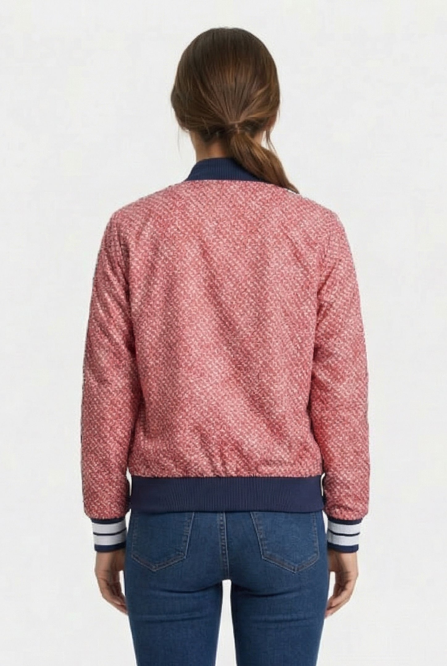 UNISEX BOMBER TEAM DIAMONDS WHITE RED NAVY 3