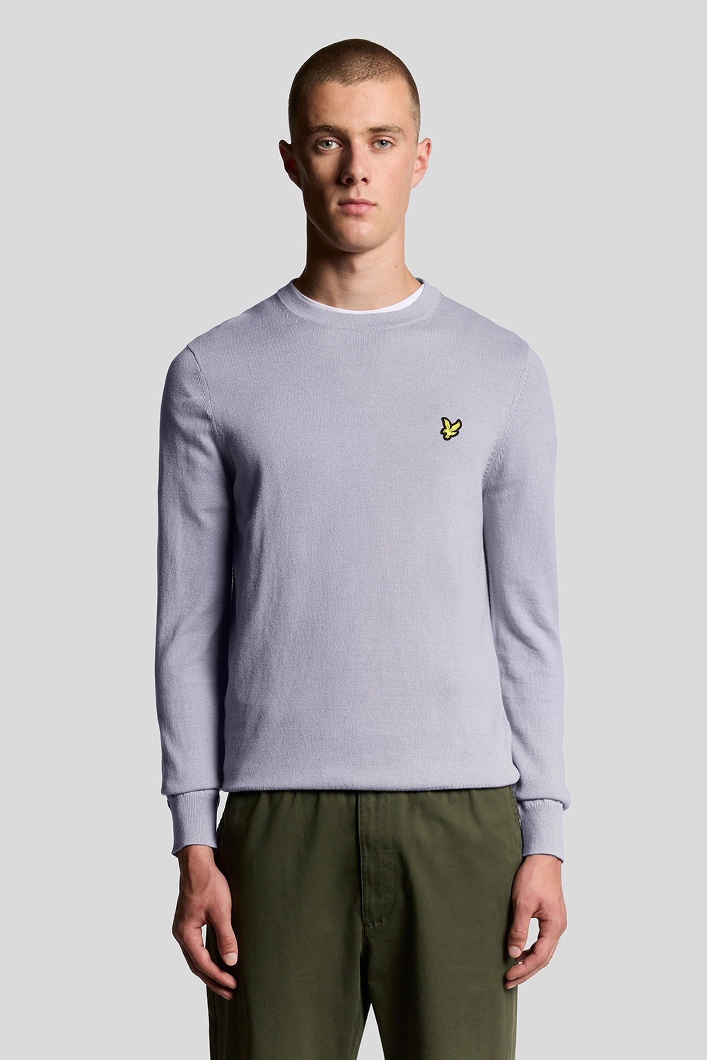 COTTON MERINO CREW NECK JUMPER ASH LILAC 2
