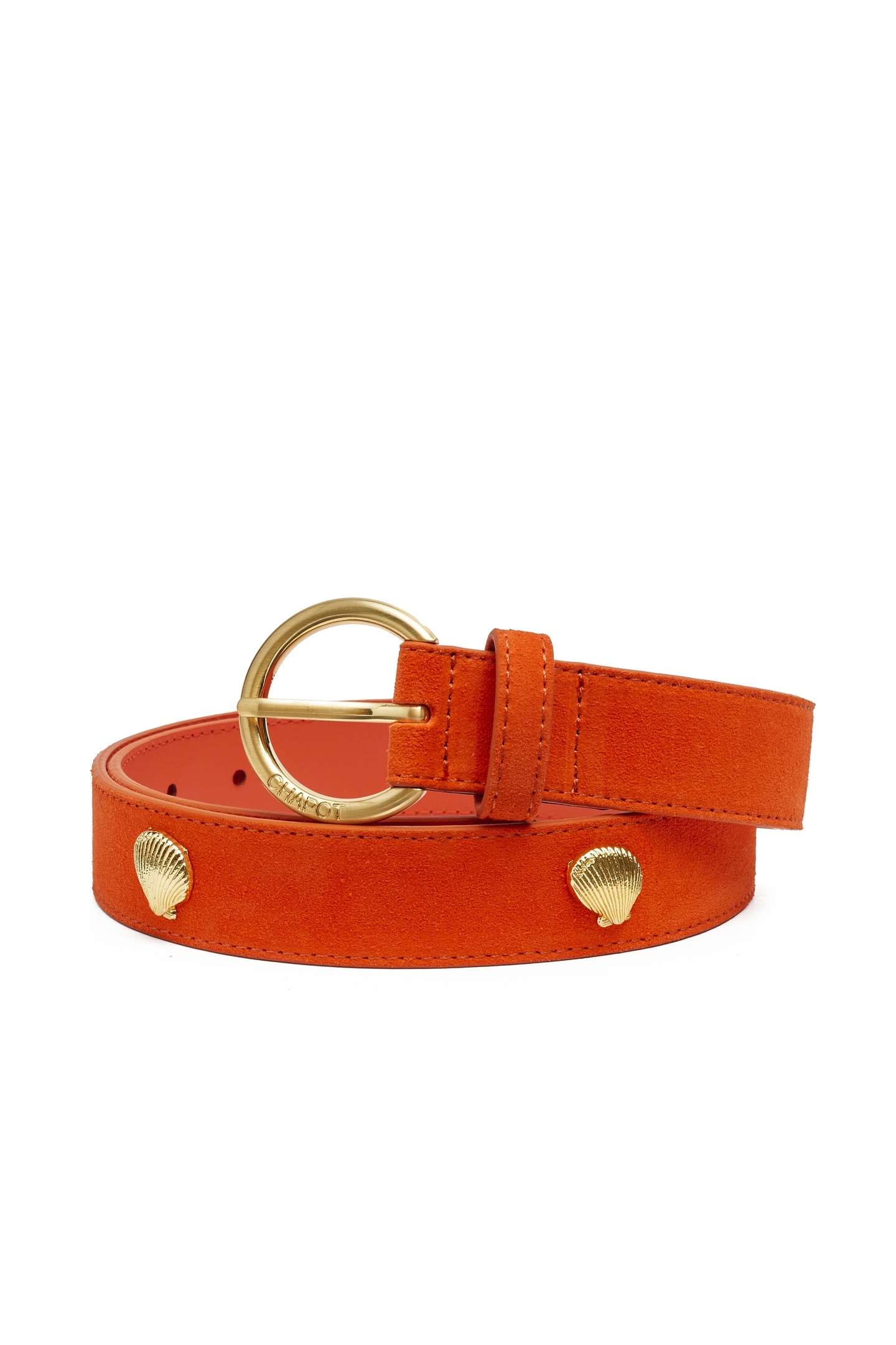 STUDDED SHELL BELT TANGERINE 2