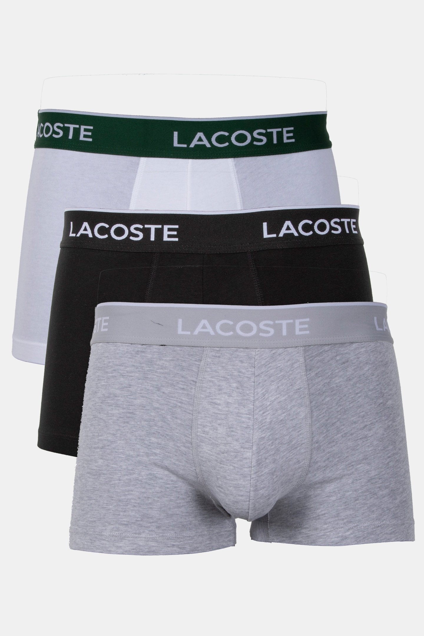 3-PACK STRETCH COTTON TRUNKS BLACK/WHITE-SILVER CHINE 1
