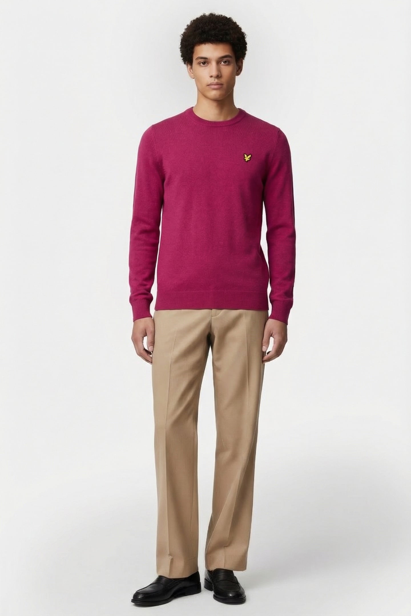 COTTON MERINO CREW NECK JUMPER RICH BURGUNDY 1