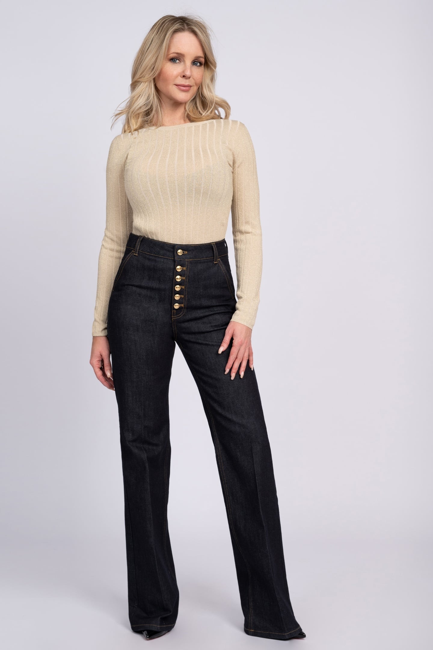 BELLA BUTTON JEANS DARK NAVY 1