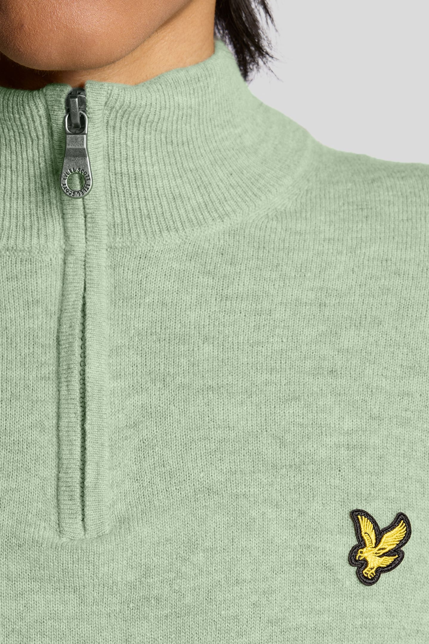 LAMBSWOOL BLEND QUARTER ZIP JUMPER COLD MINT MARL 5