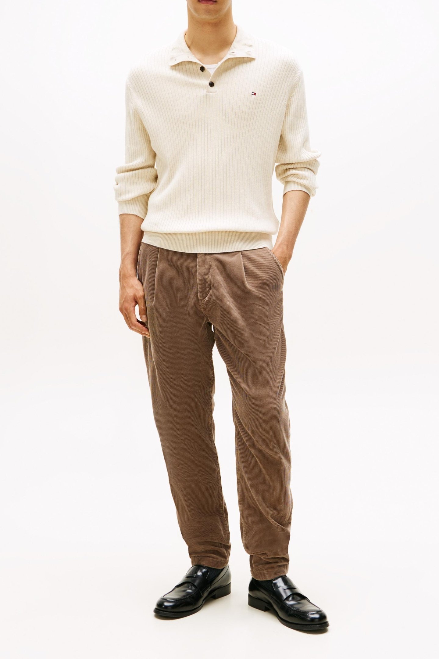 PIMA COTTON MOCK NECK SWEATER HEATHERED OATMILK 2