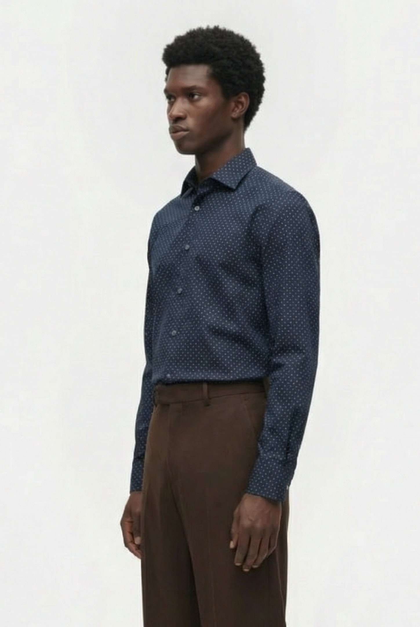 SQUARE DOT CUT LONG SLEEVE SHIRT MARINE 3