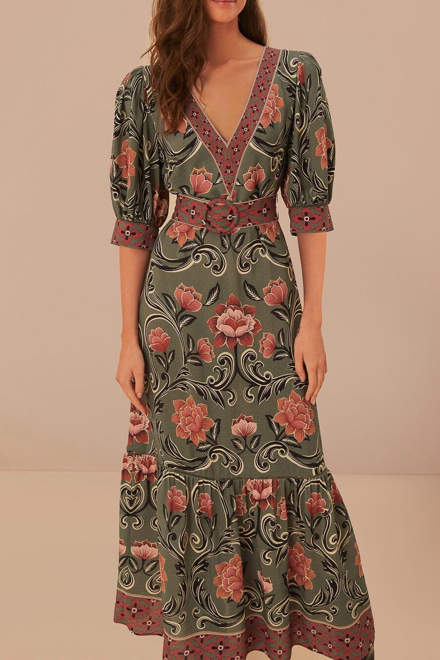 ARABESQUE FLORAL GREEN MAXI DRESS 1
