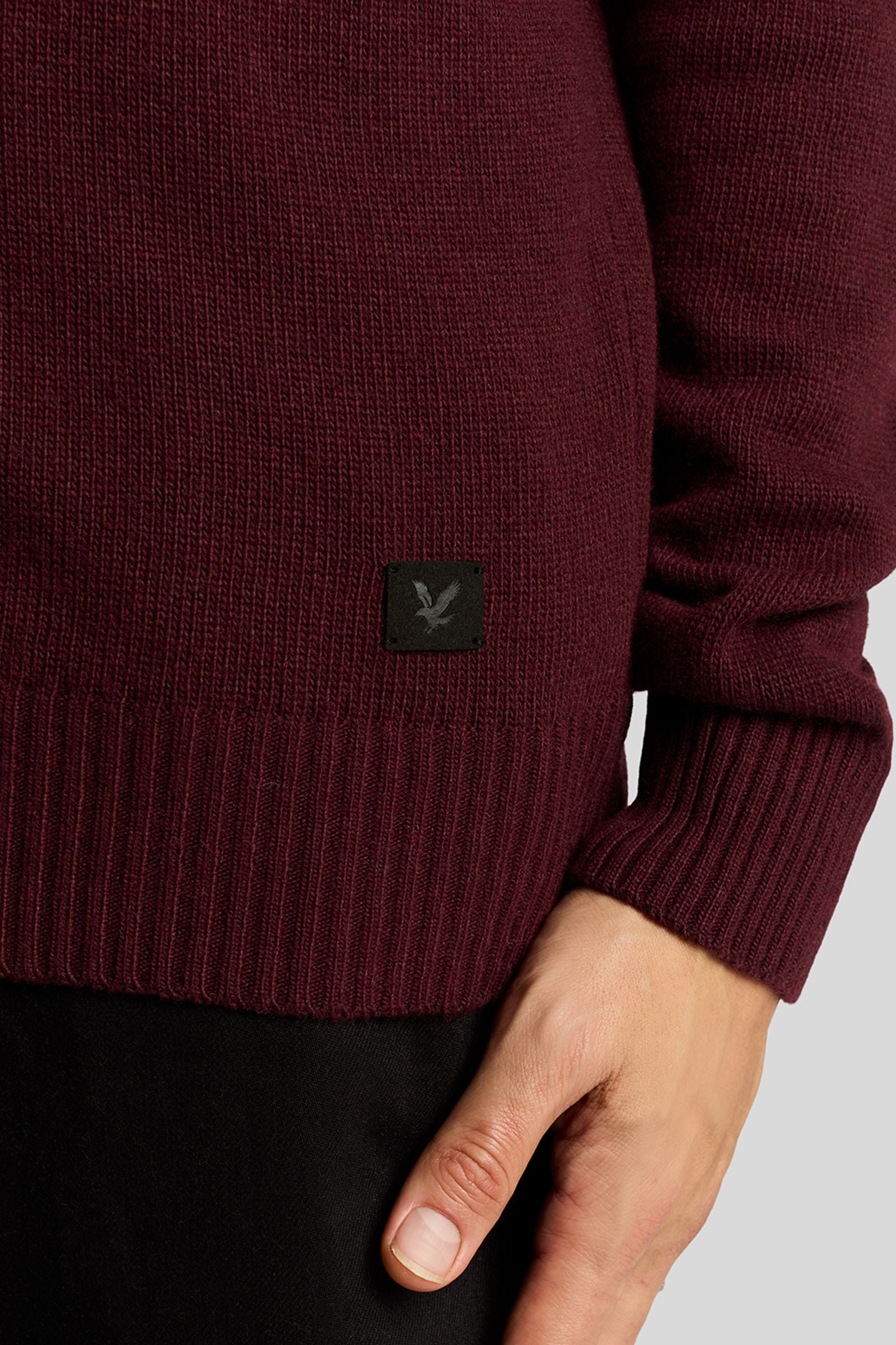 SADDLE SLEEVE V NECK JUMPER BURGUNDY HEATHER 8