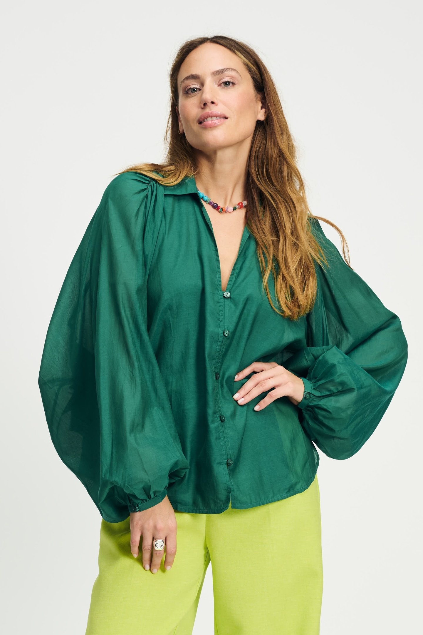 BLOUSE LENA MEADOW GREEN 2