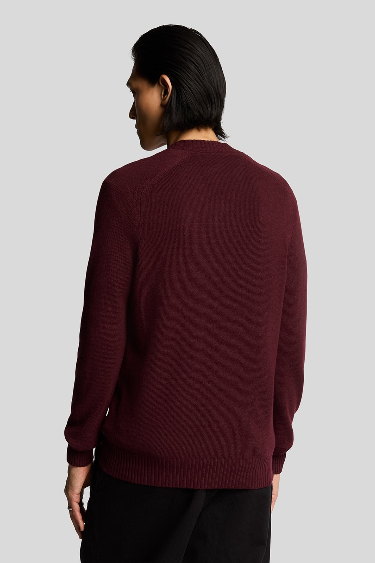 SADDLE SLEEVE V NECK JUMPER BURGUNDY HEATHER 3