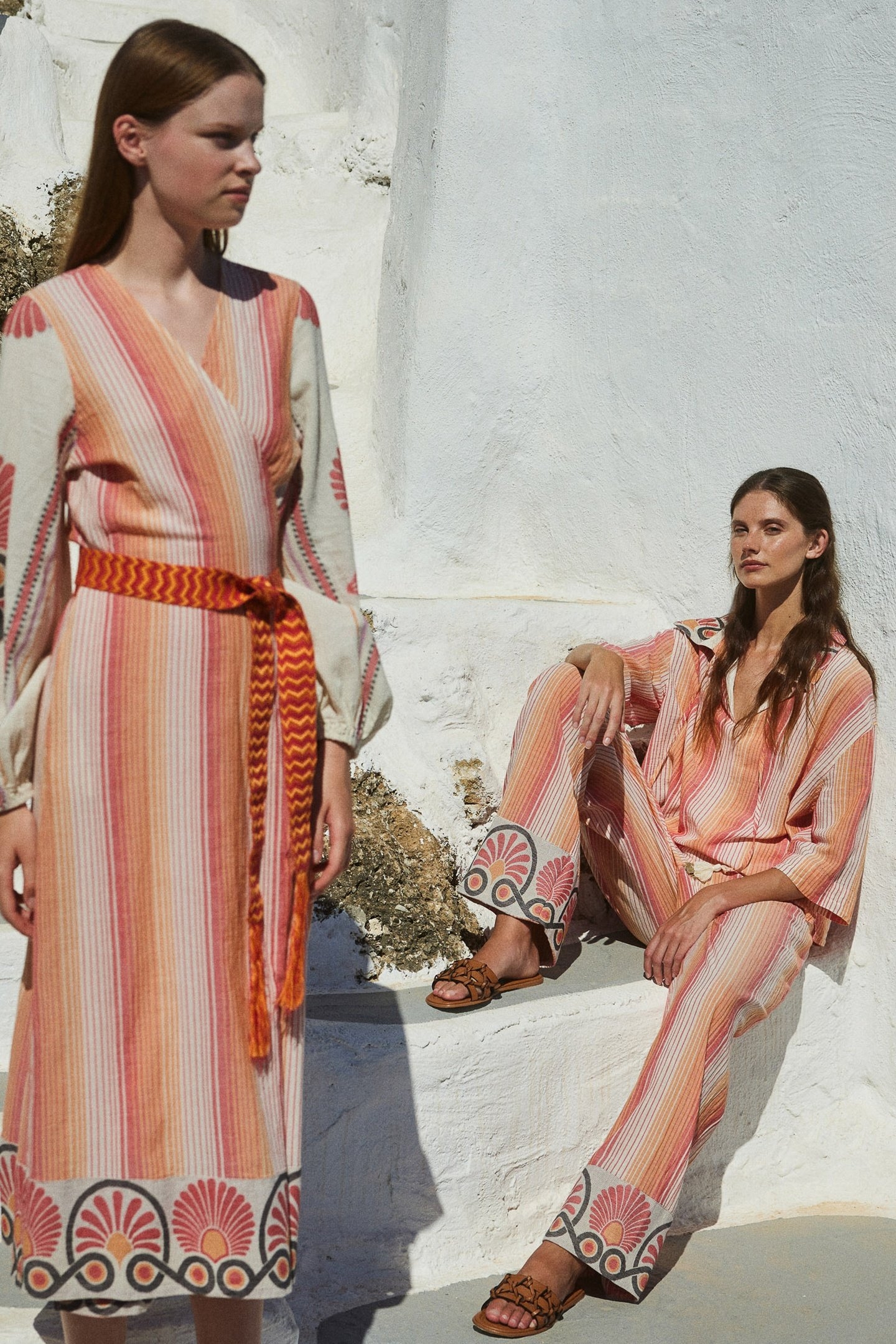 ZHN LONG DRESS JACQUARD WITH BELT RED ORANGE 5