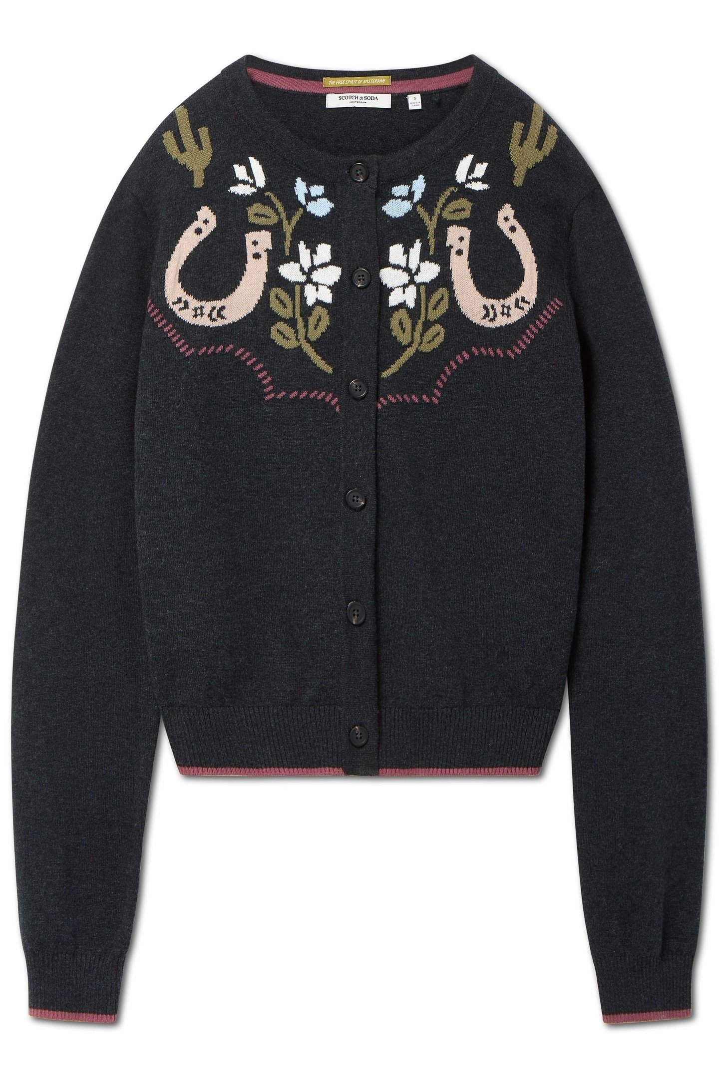 CREW NECK CARDIGAN CHARCOAL GREY HEATHER 5