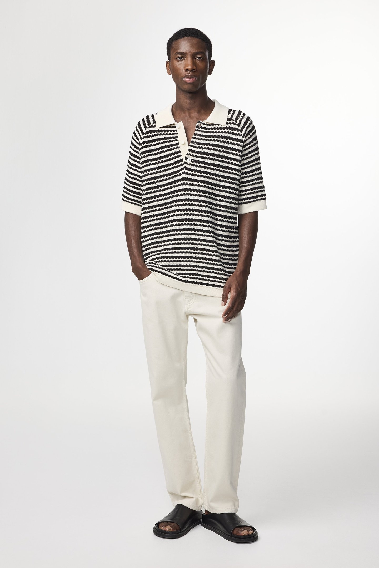 BRETT SS POLO 6686 BLACK STRIPE 1