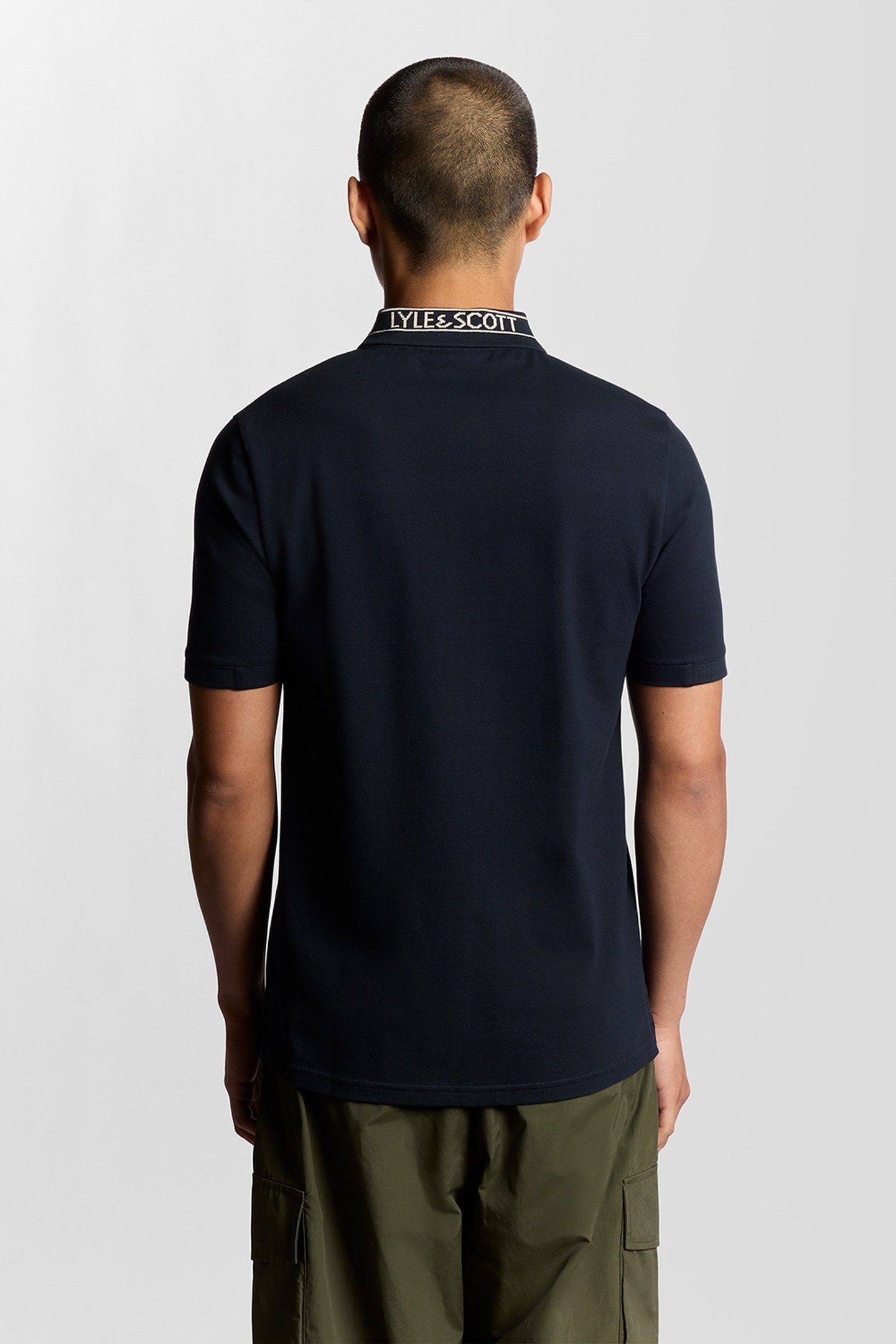 LOGO RIBBED POLO SHIRT DARK NAVY/BONE WHITE 3