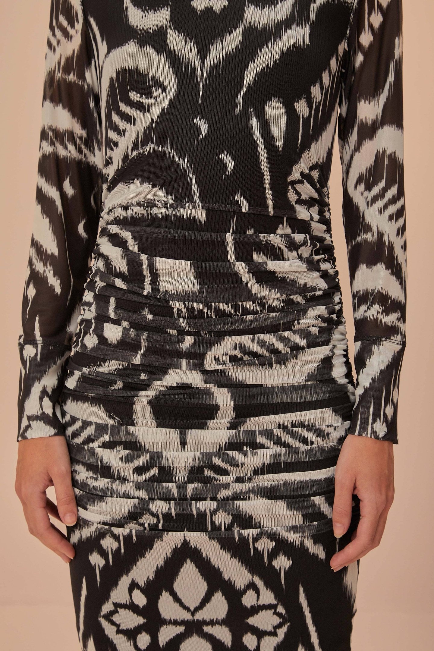 PINEAPPLE IKAT BLACK TULLE MIDI DRESS 5