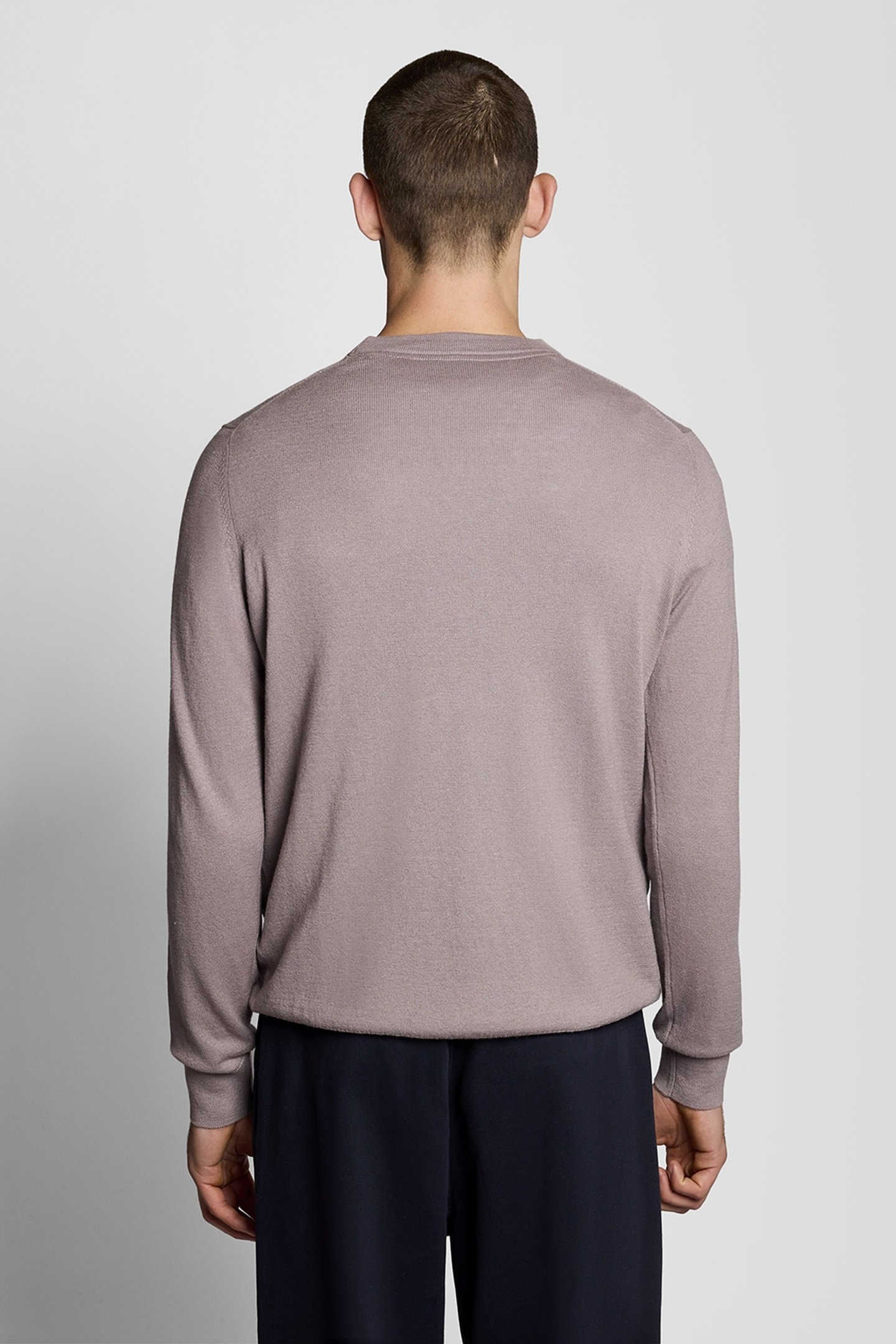 COTTON MERINO CREW NECK JUMPER GULL GREY 3