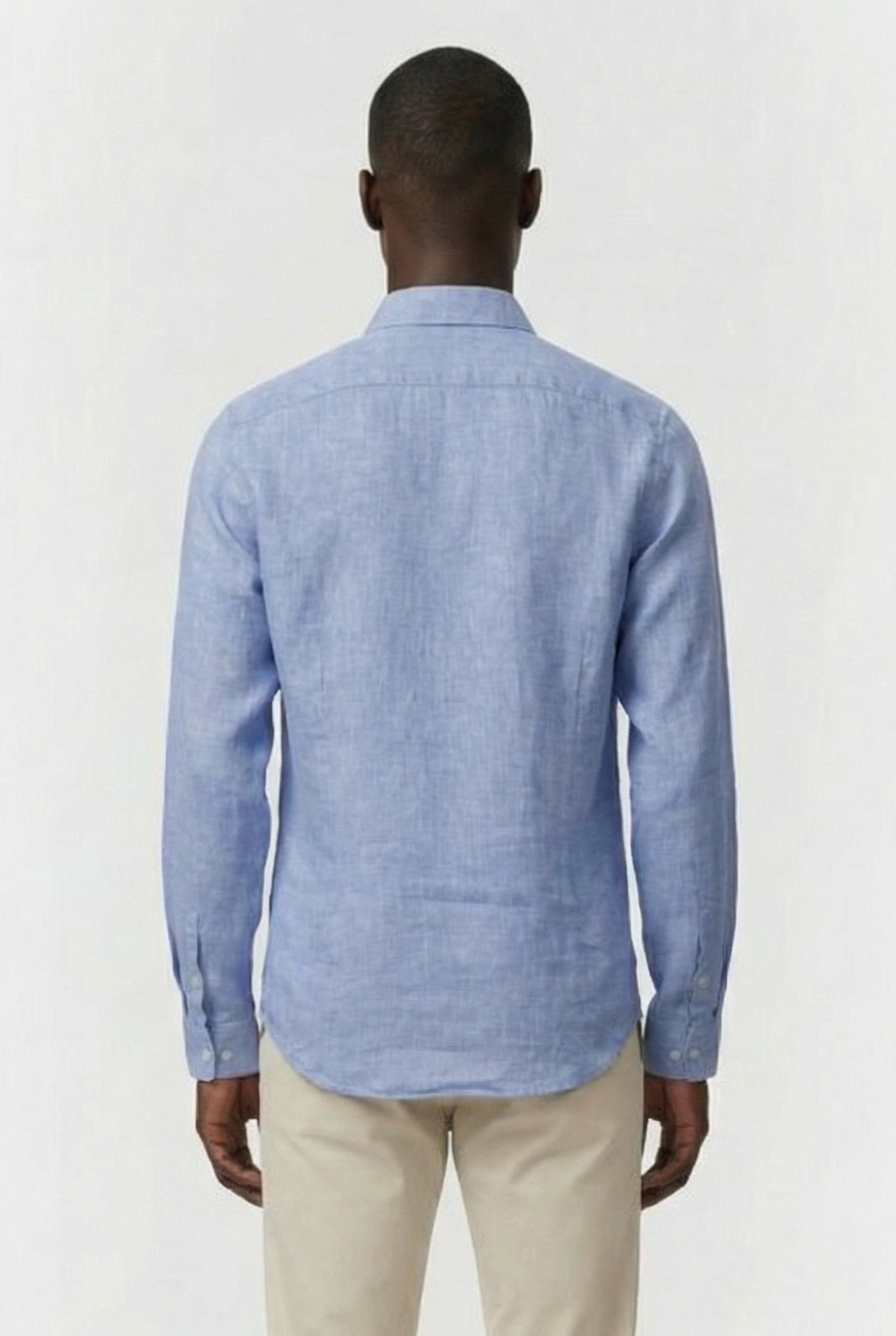 LINEN SOLID SLIM SHIRT BLUE 2