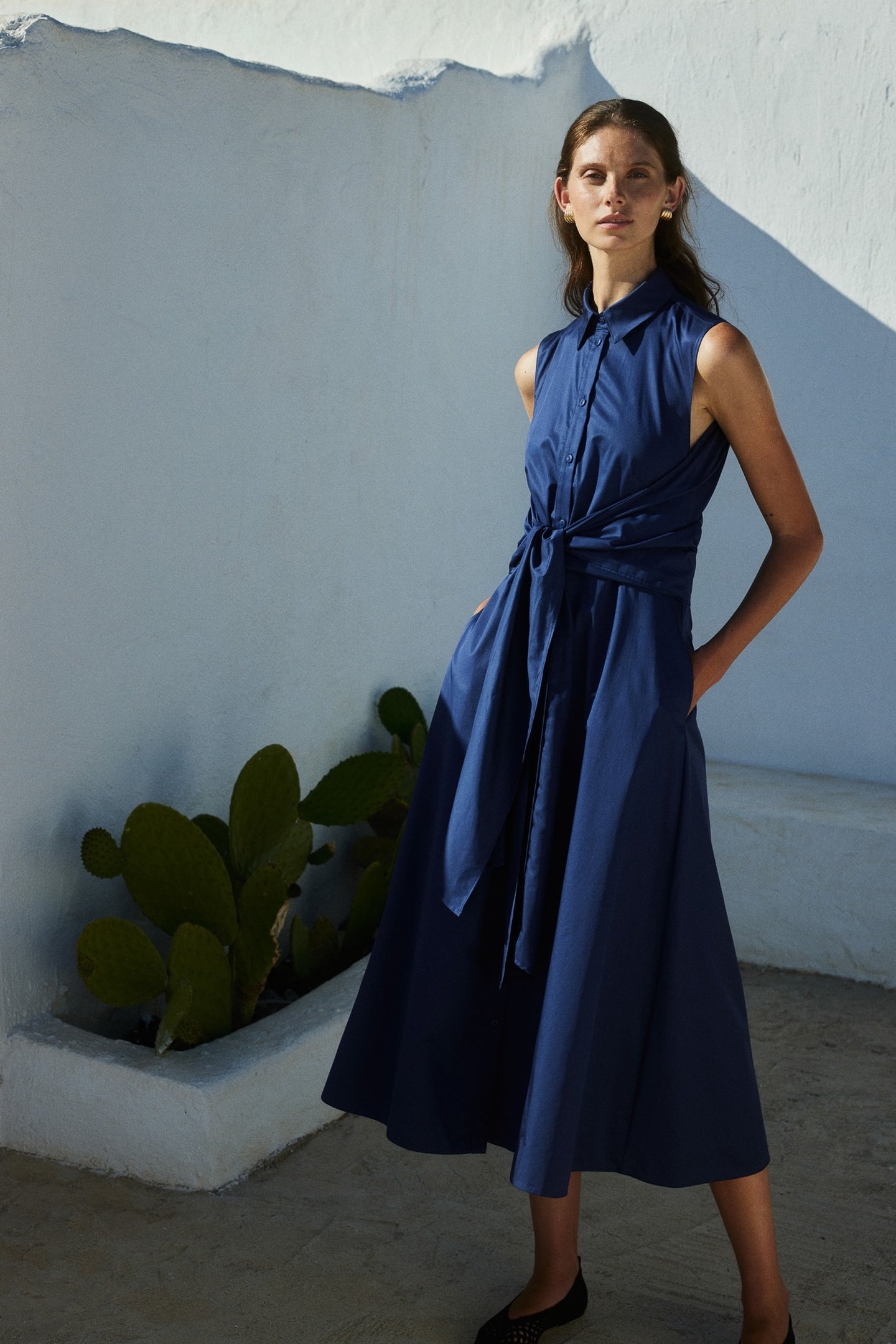 EROS LONG DRESS POPLIN NAVY 5