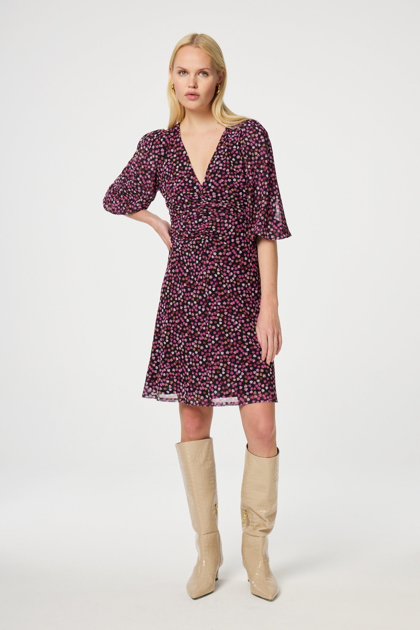 WELMA DRESS BLACK/TAWNY BROWN 1