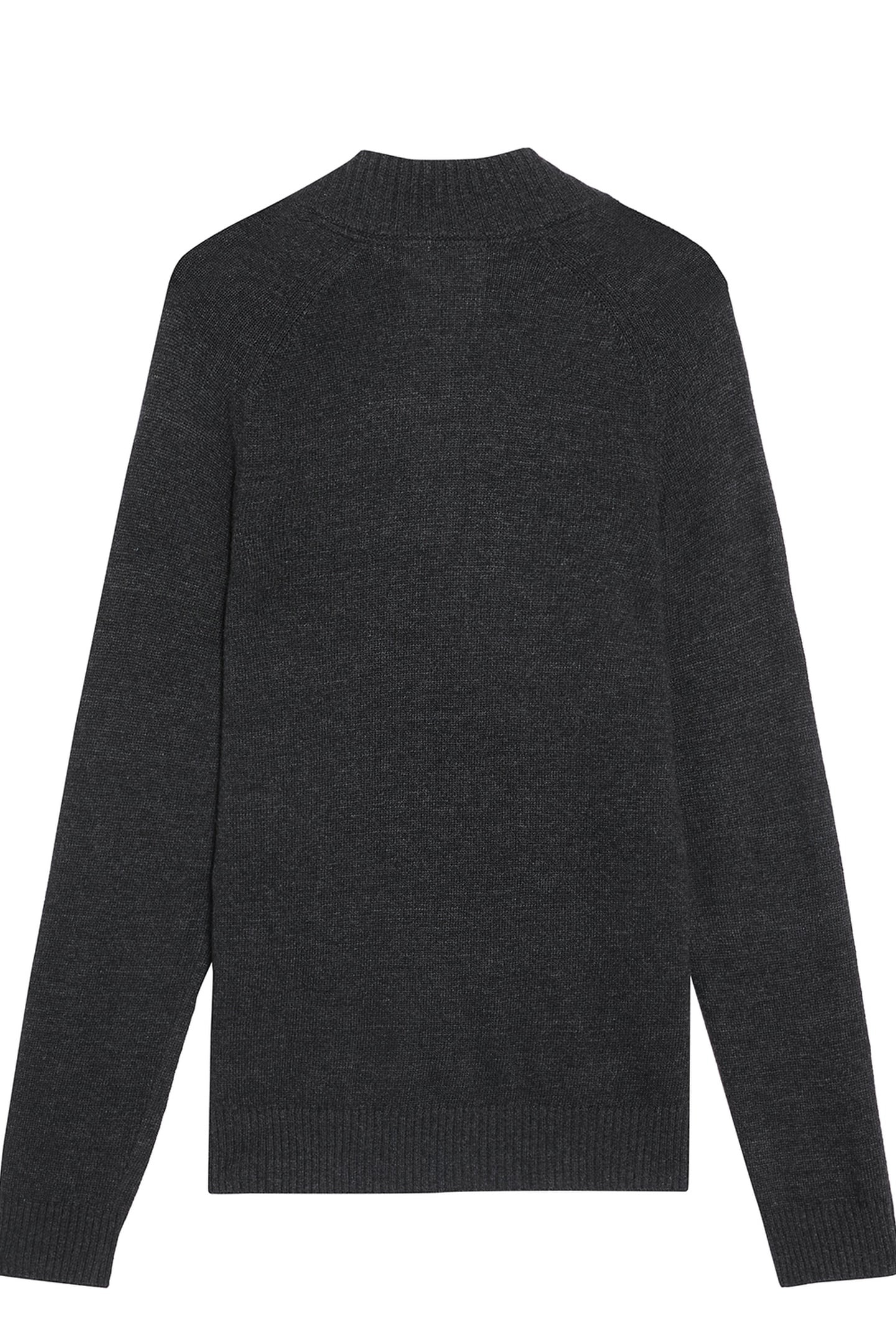 SADDLE SLEEVE QUARTER ZIP JUMPER BLACK HEATHER 2