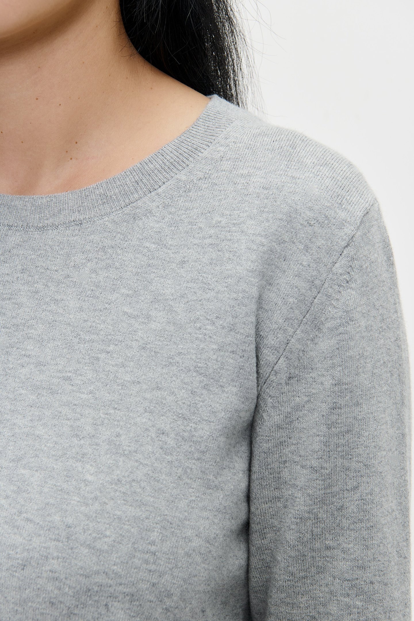 CASHMERE SHORT SLEEVE TOP LIGHT GREY MELANGE 4