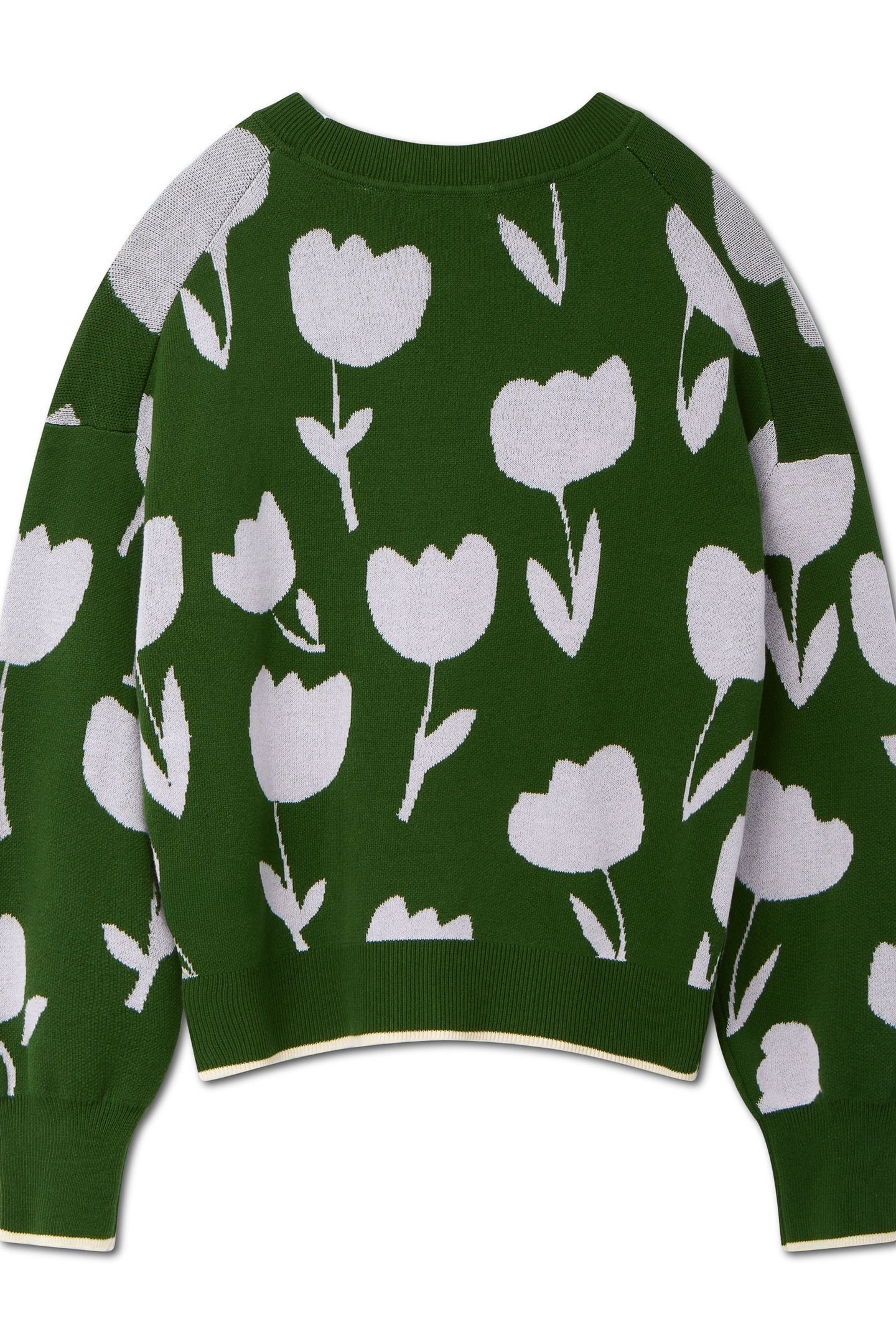 CREW NECK PULLOVER GREEN MOSS TOSSED TULIPS 8