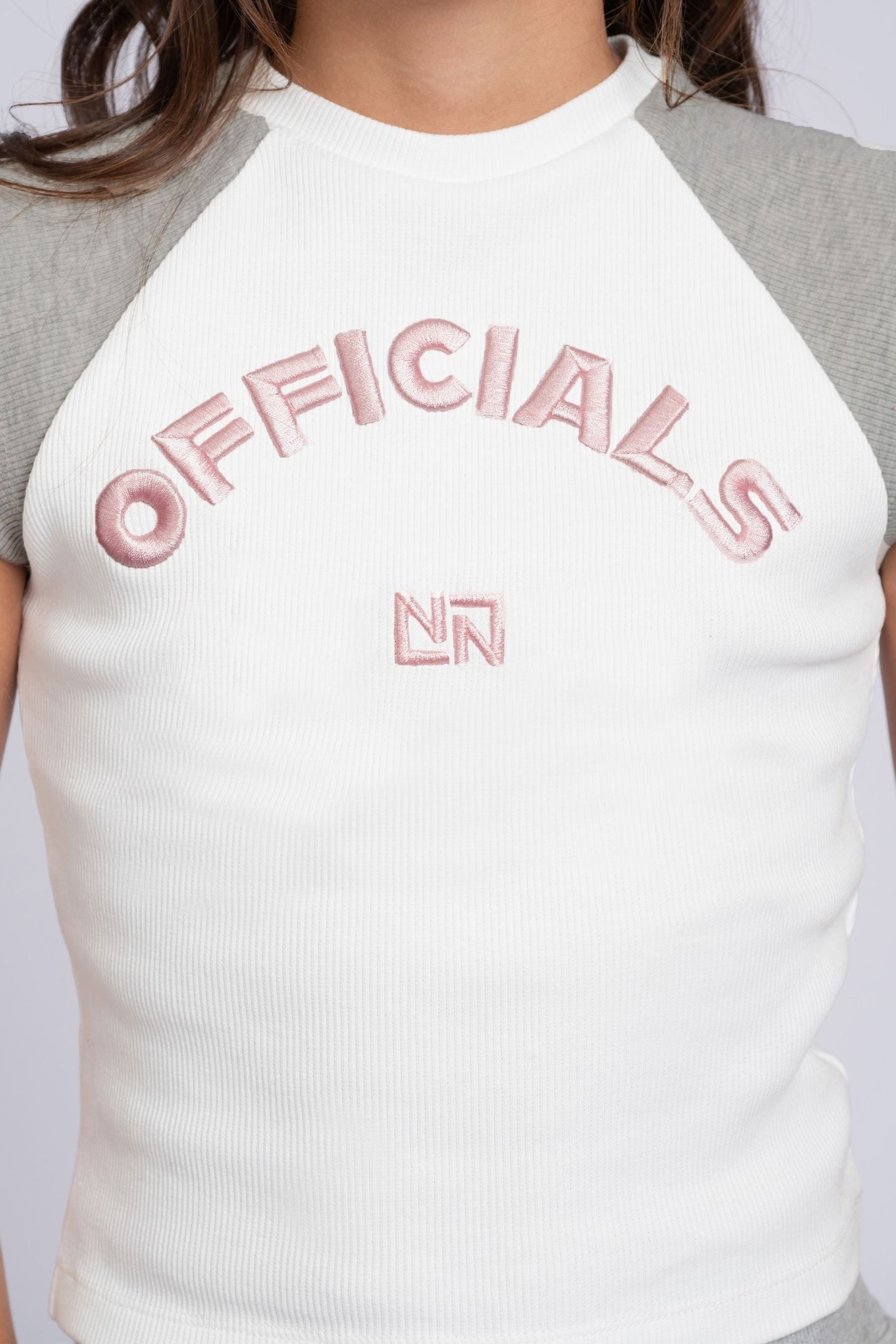OFFICIALS RAGLAN RIB TOP OFF WHITE/LIGHT GREY MELANGE 5