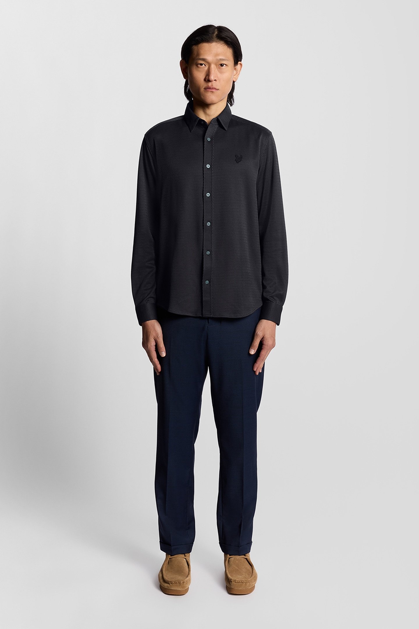 JACQUARD INTERLOCK SHIRT DEEP NAVY 1
