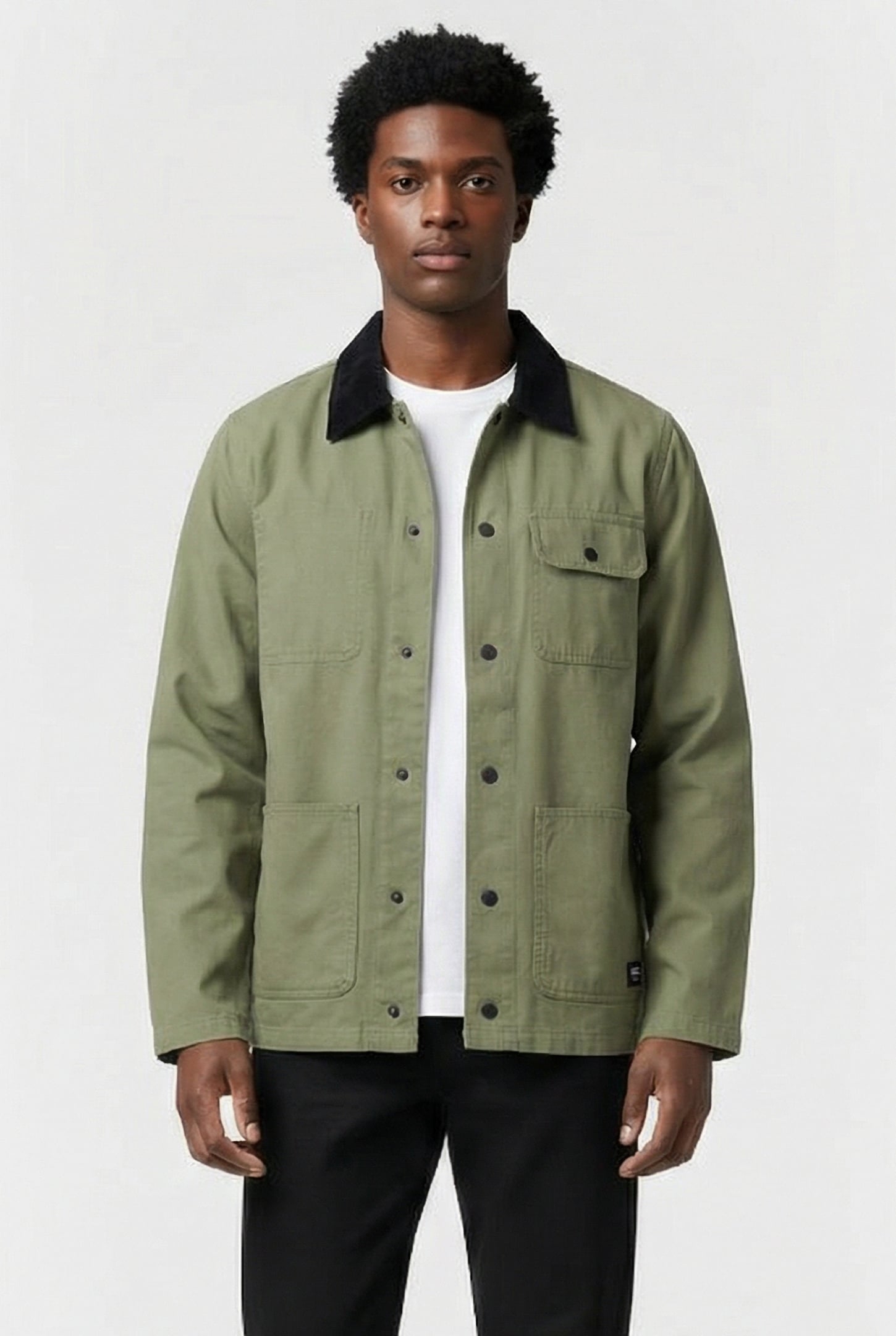 MN DRILL CHORE COAT LODEN GREEN 1