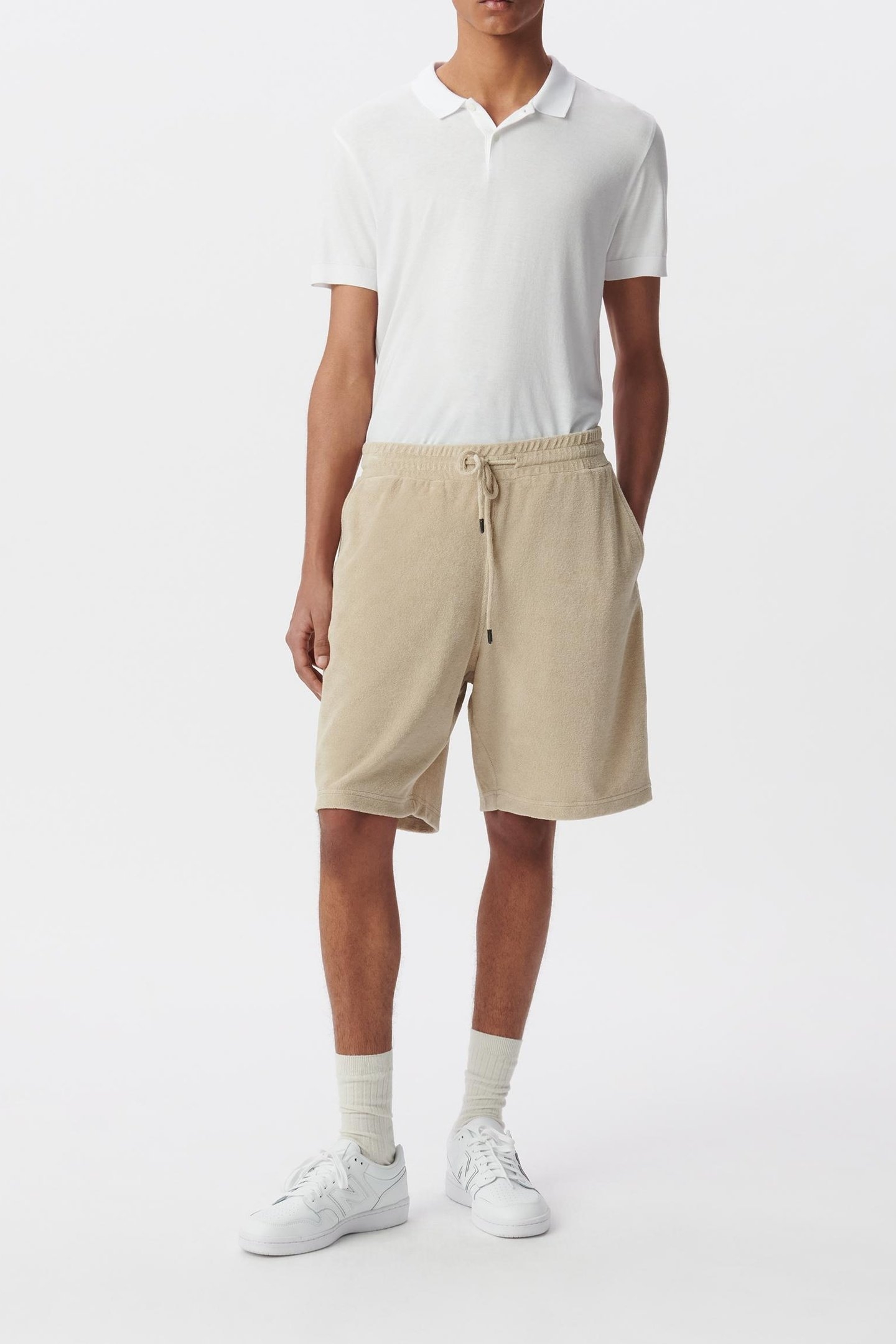 BEIGE TERRY CLOTH BERMUDA SHORTS 1