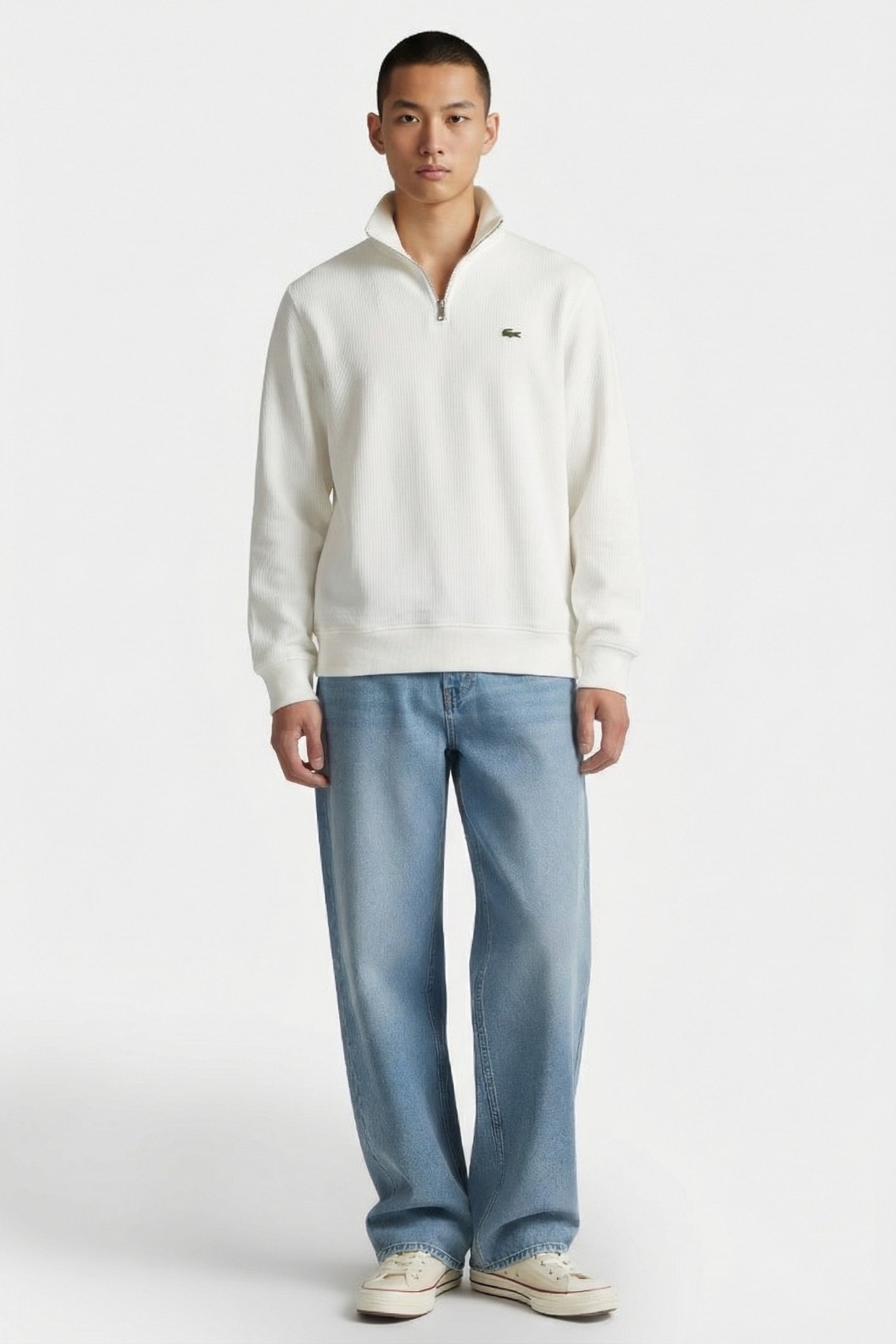 ZIP-UP HIGH NECK INTERLOCK SWEATSHIRT FLOUR 1