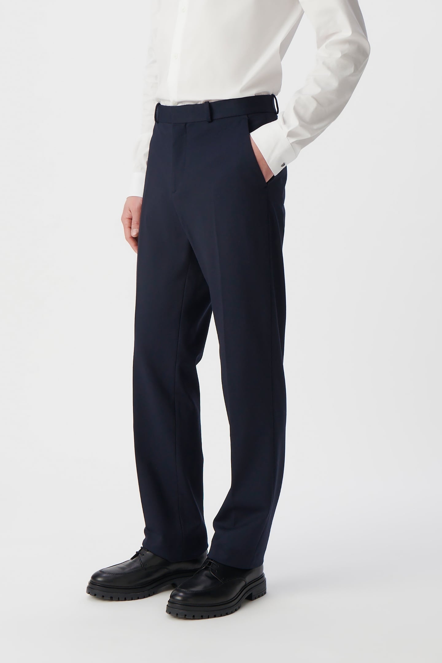 NAVY MILANO KNIT STRAIGHT SUIT TROUSERS 4