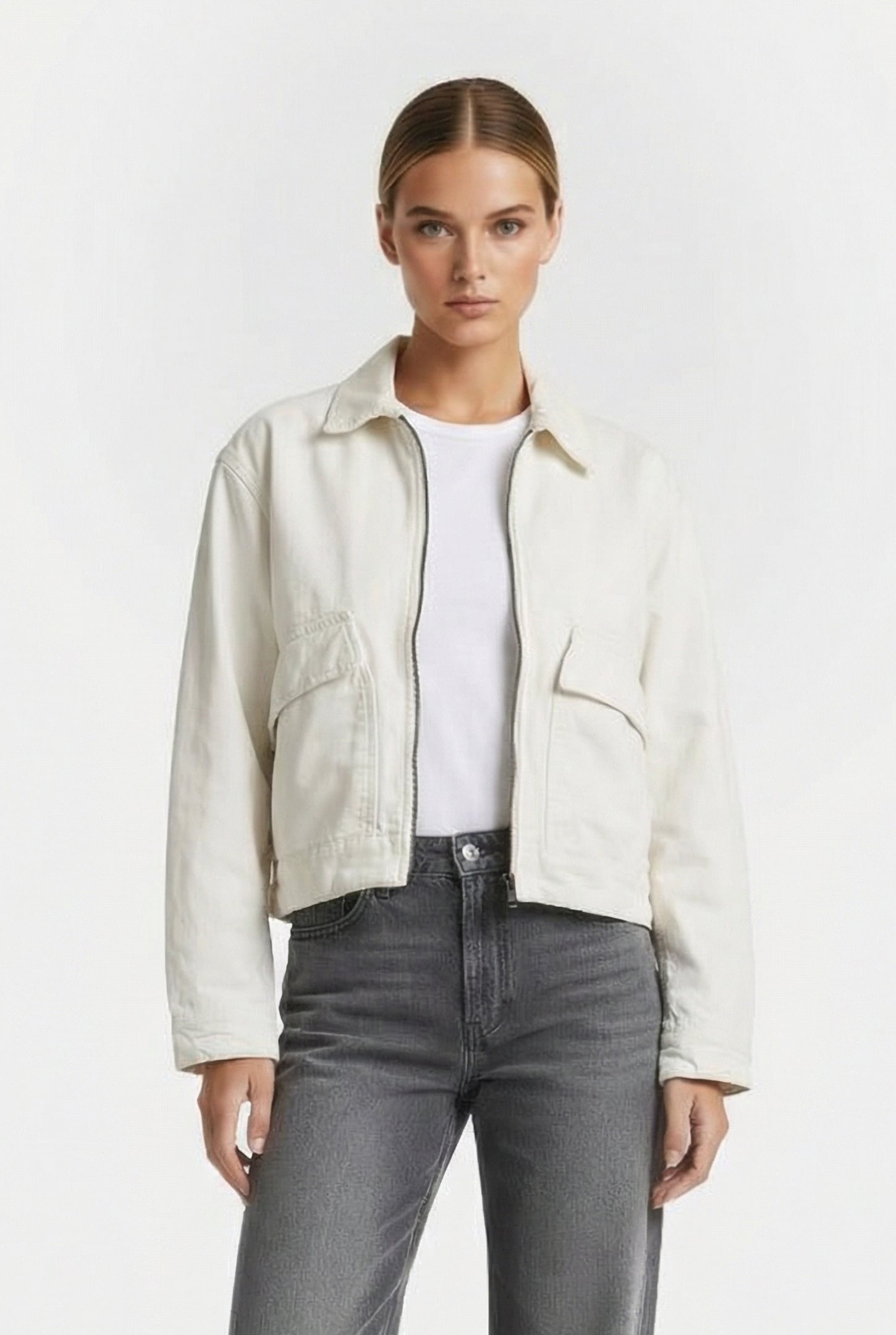 STRAFFORD WASHED CANVAS JACKET VINTAGE WHITE 1