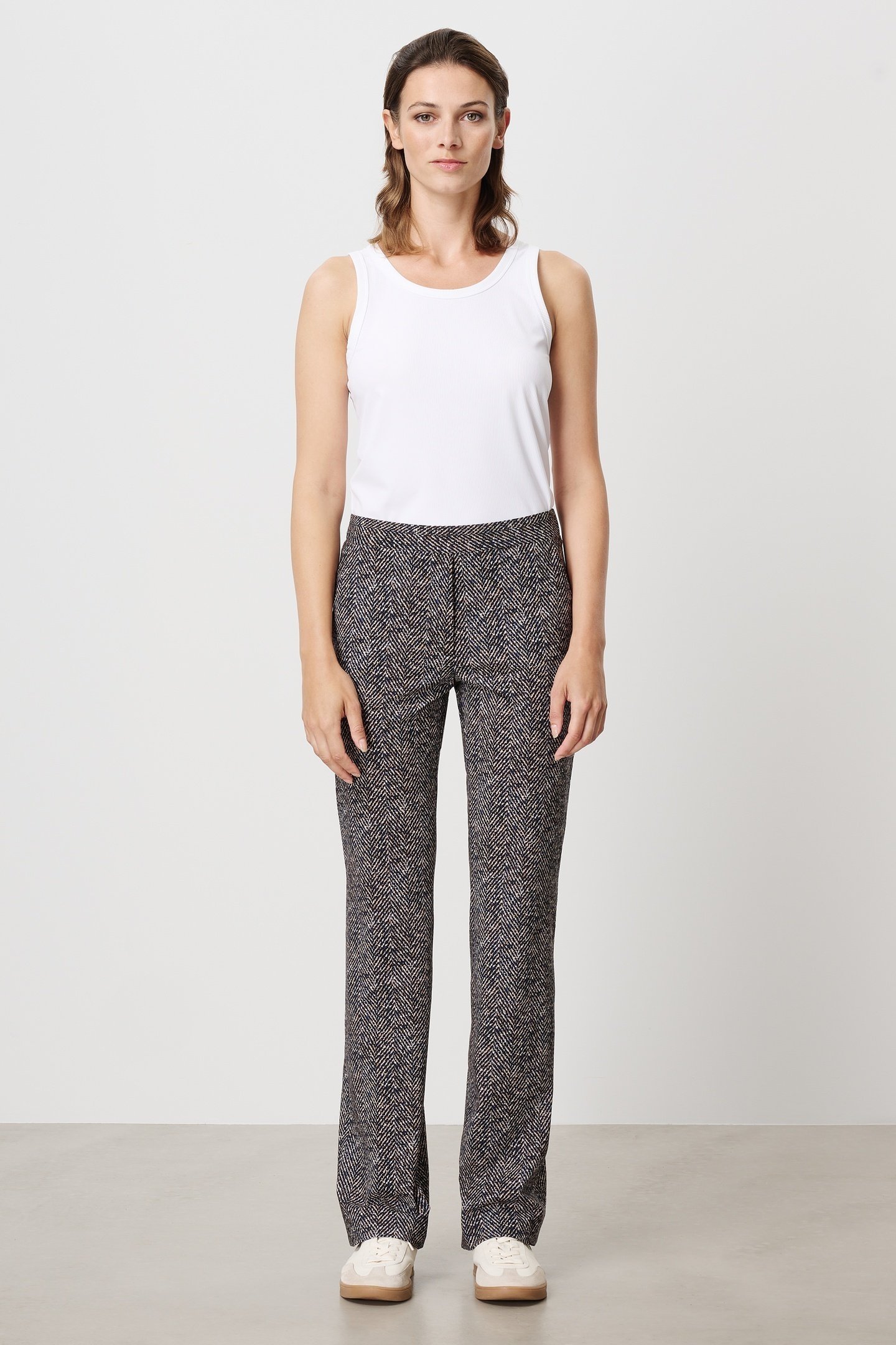 TWEED PRINT LONG BASIC PANTS INK BLUE 1