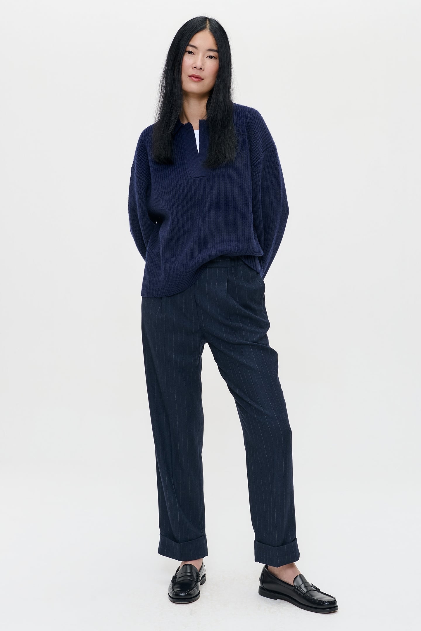 MERINO BOXY POLO DEEP BLUE 1