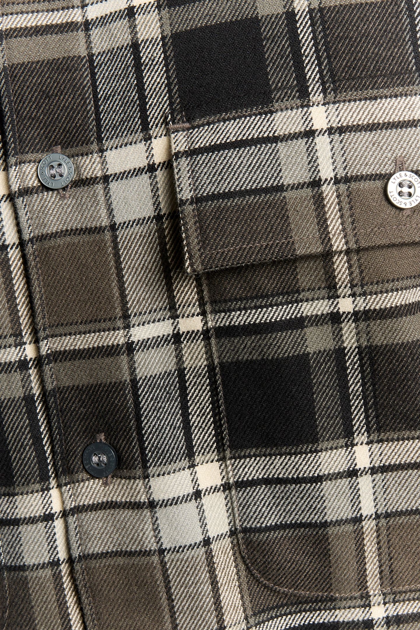 BRUSHED COTTON CHECK SHIRT JET BLACK/LIMESTONE 4