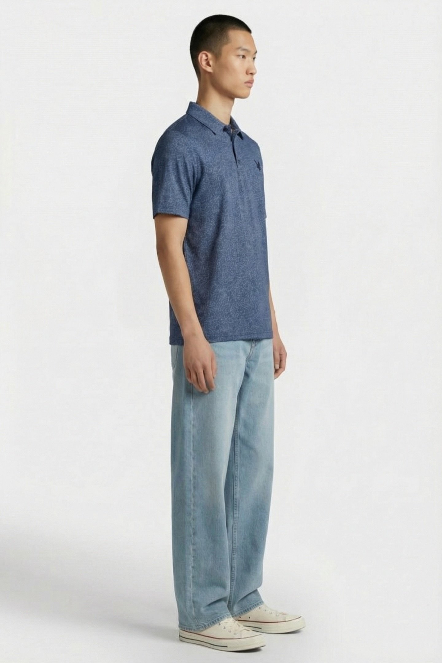 GOLF MICRO CONTOUR PRINTED POLO SHIRT RYDER BLUE 4