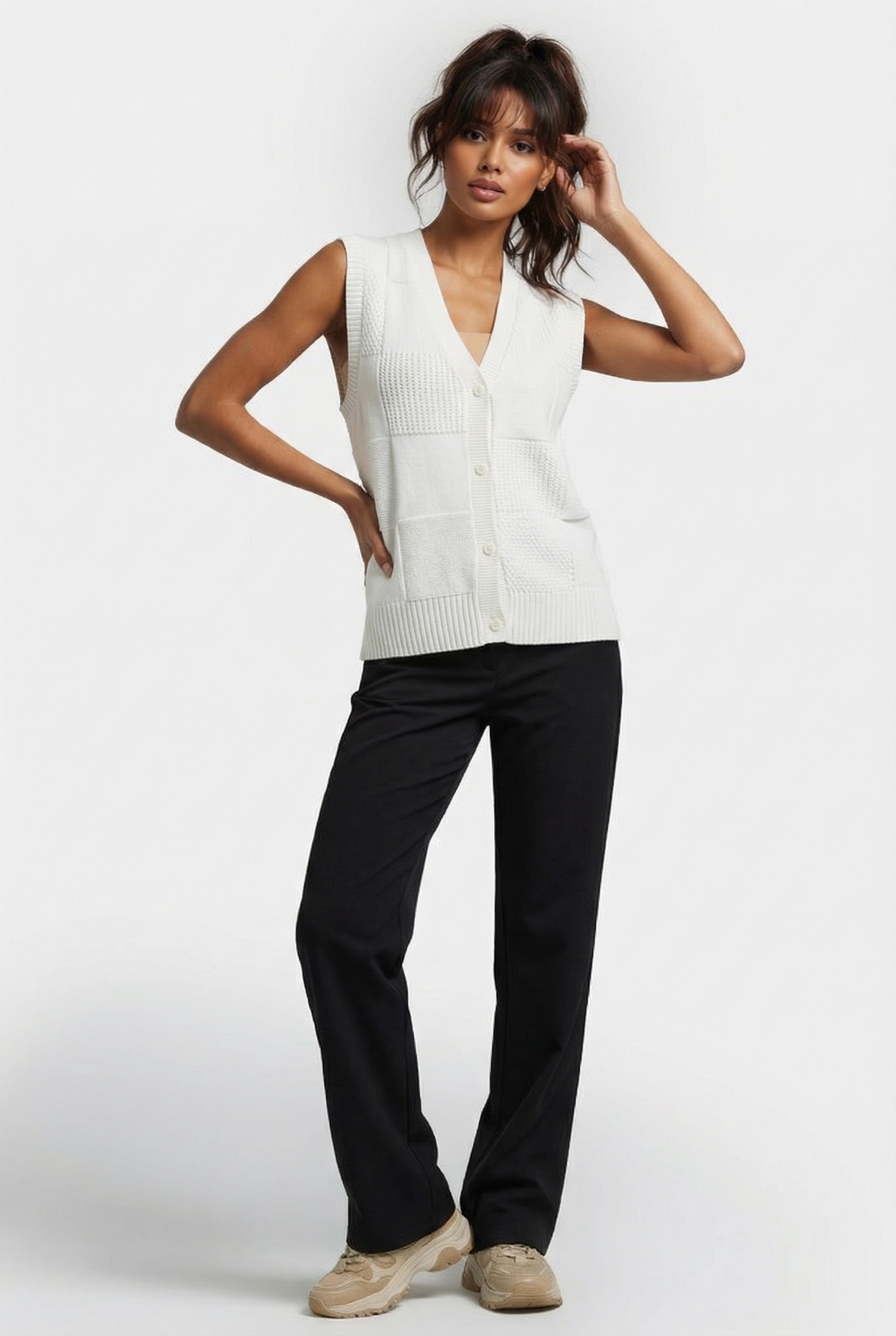 AVENUE SWEATER VEST MARSHMALLOW 1