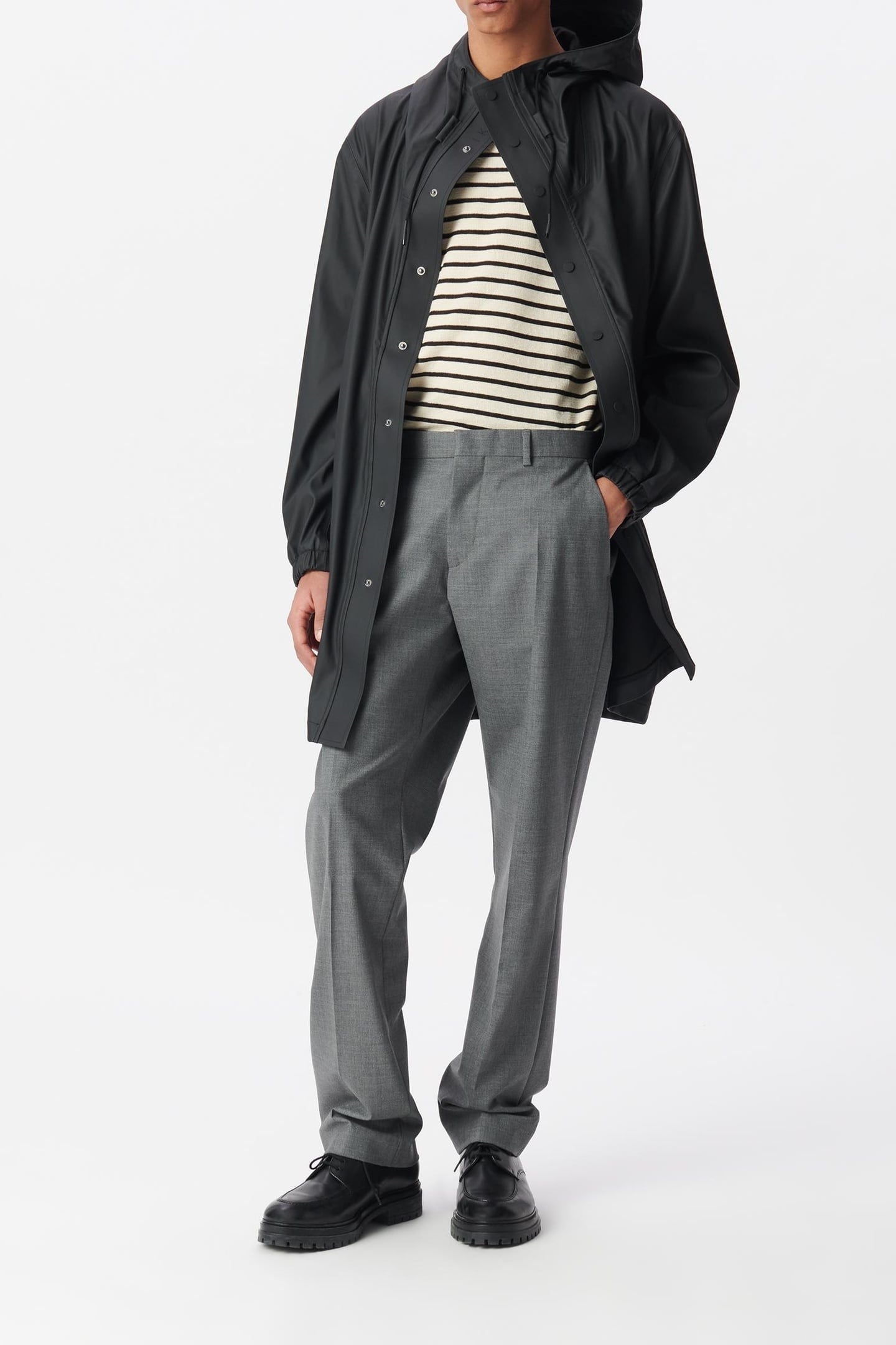 BLACK RUBBER NYLON HOODED PARKA 3