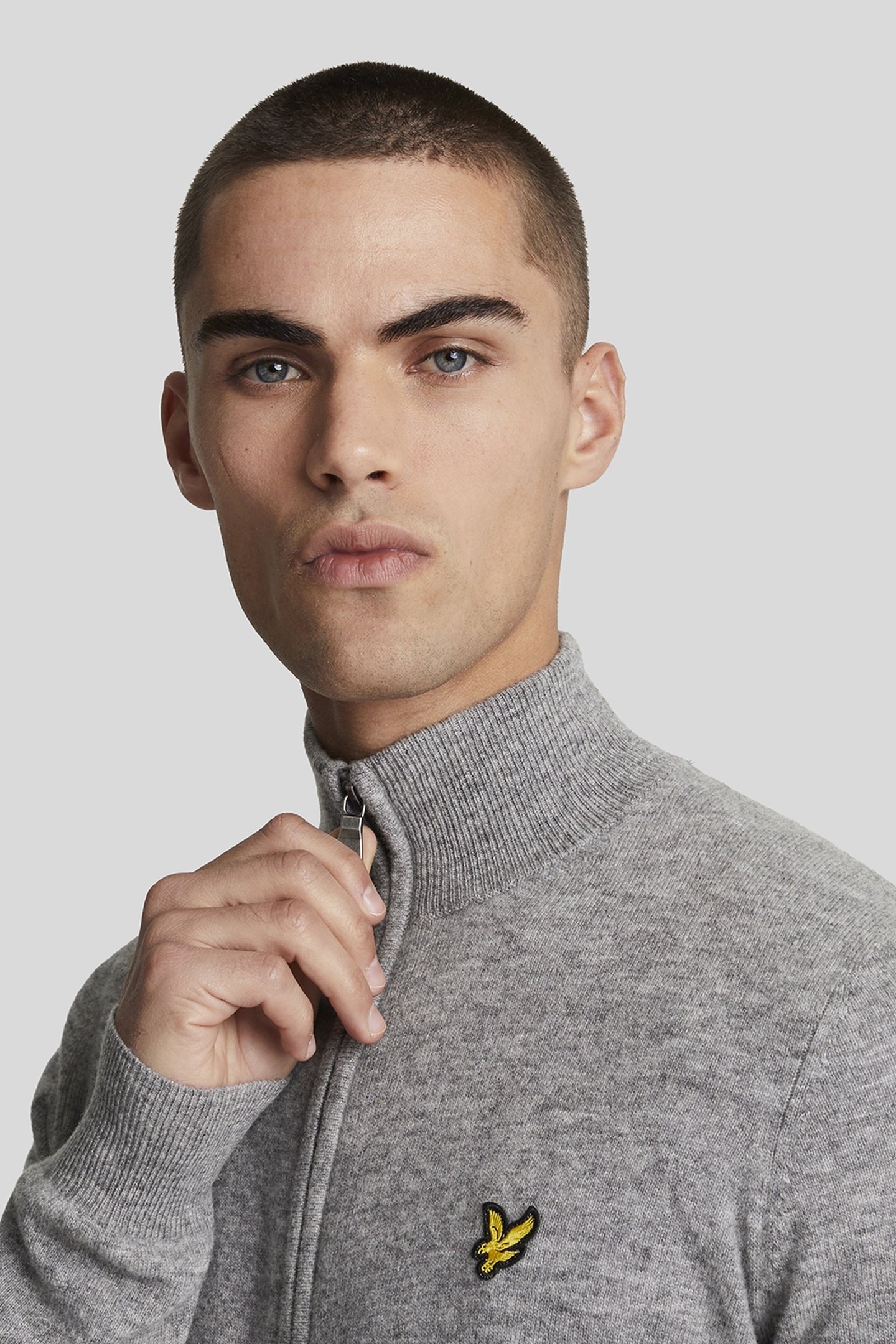 LAMBSWOOL BLEND ZIP THROUGH CARDIGAN MID GREY MARL 5