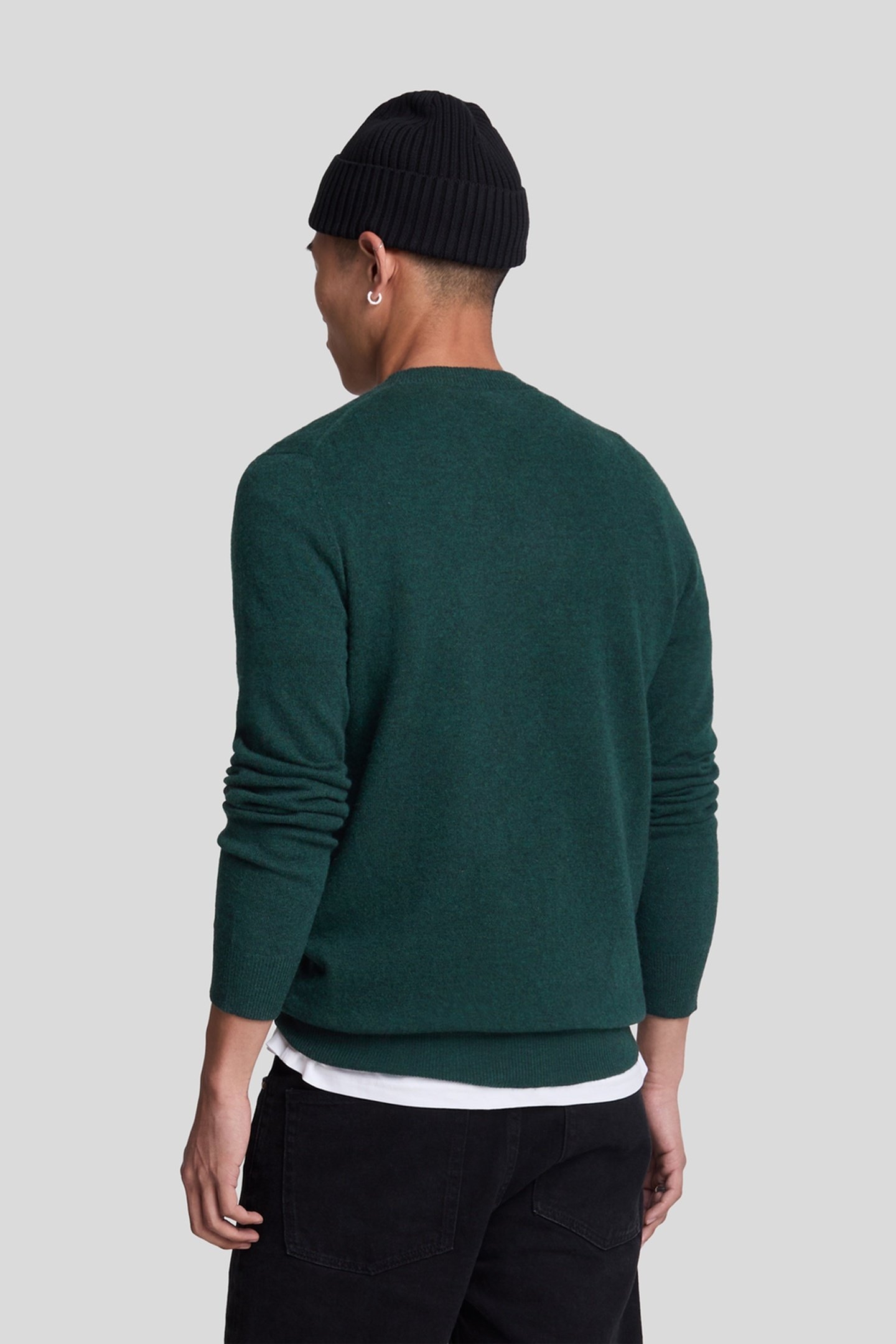 LAMBSWOOL BLEND CREW NECK JUMPER ARGYLE TEAL MARL 4